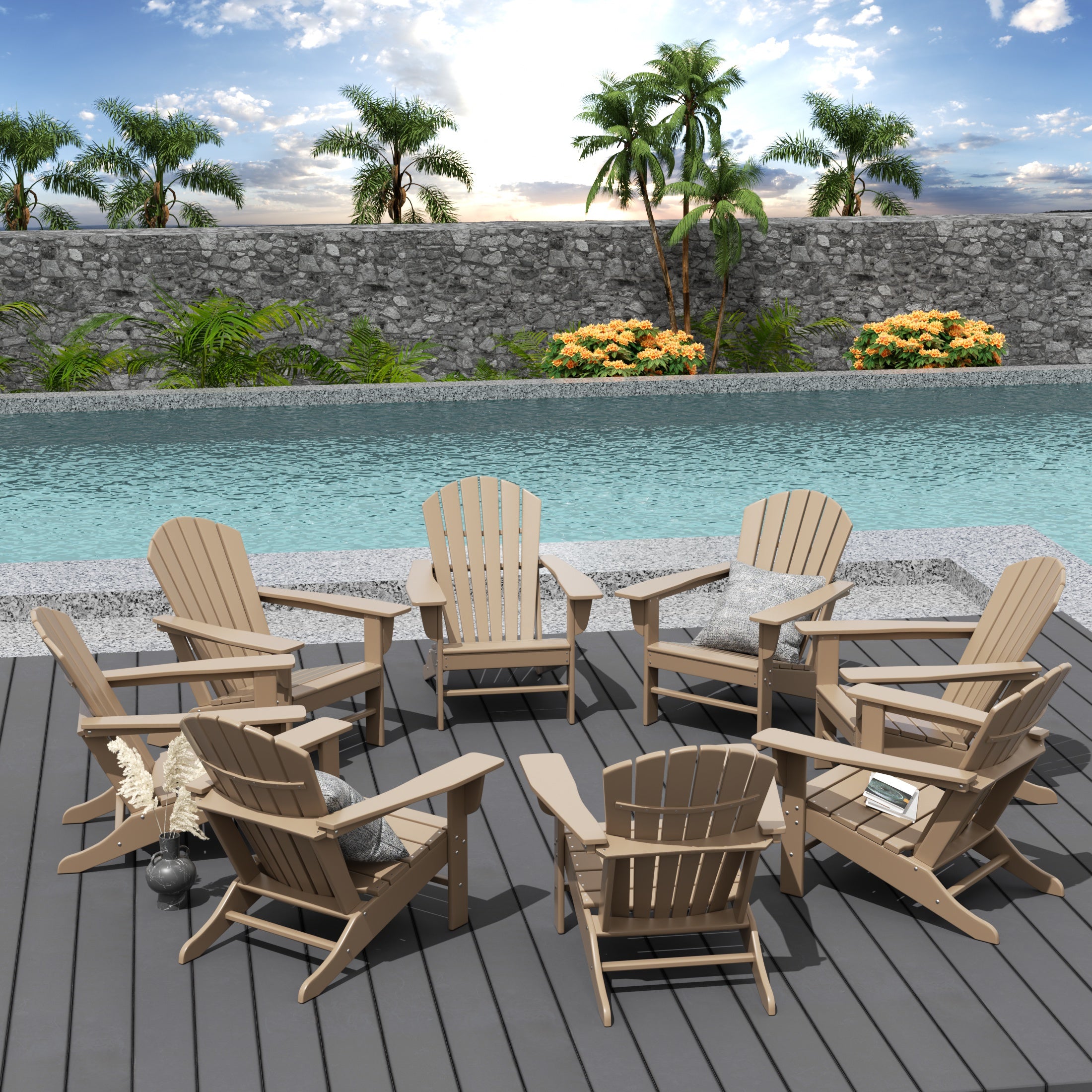 Portside Dylan Outdoor Adirondack Chair (Set of 8)