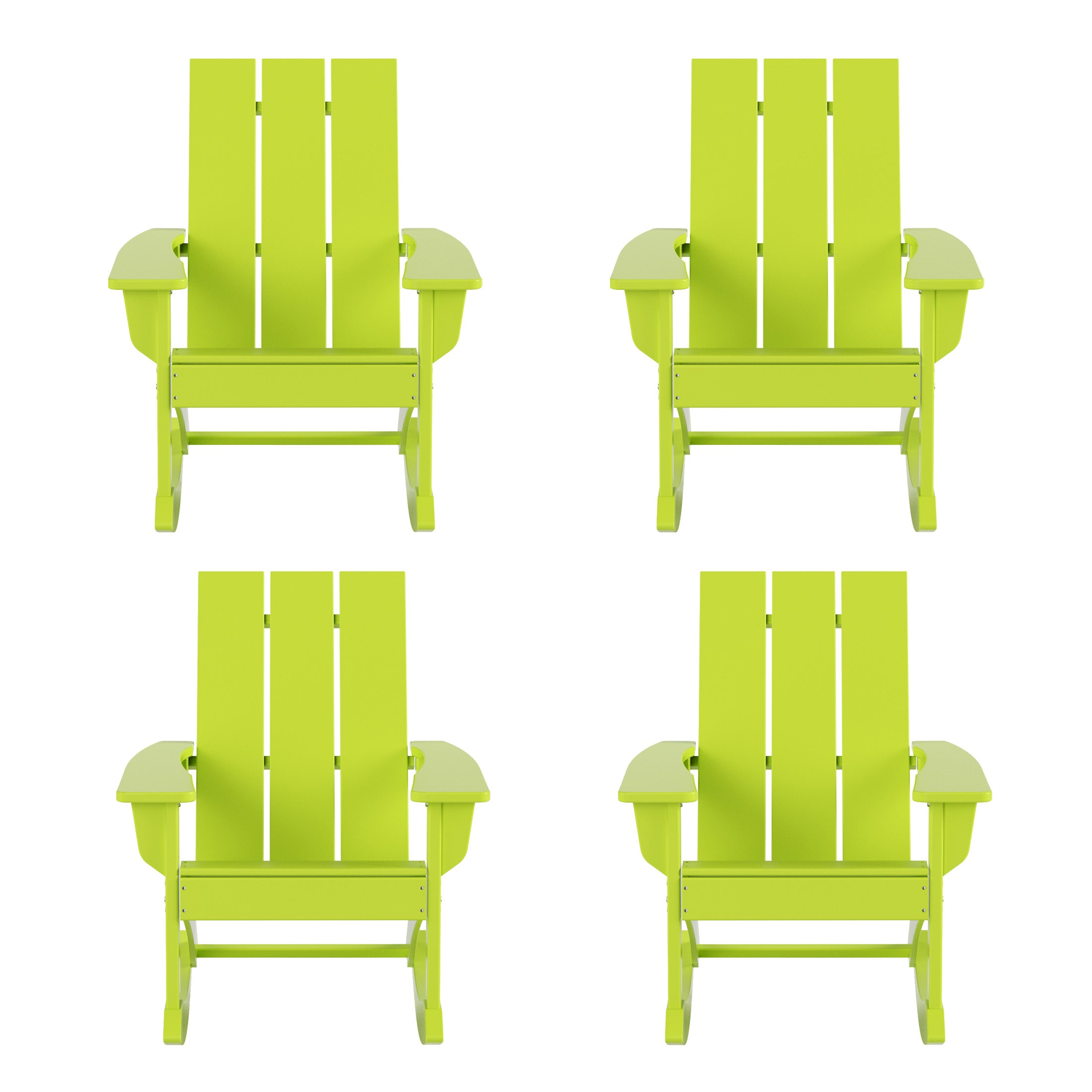 Palms Ashore Outdoor Patio Modern Adirondack Rocking Chair (Set of 4)