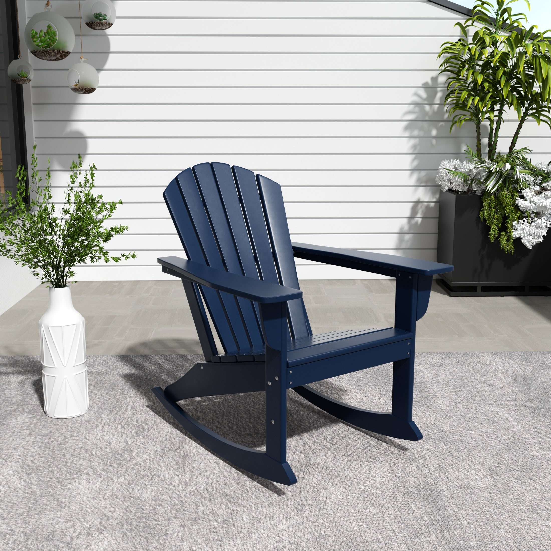 Portside Dylan Outdoor Patio Poly Plastic Adirondack Rocking Chair