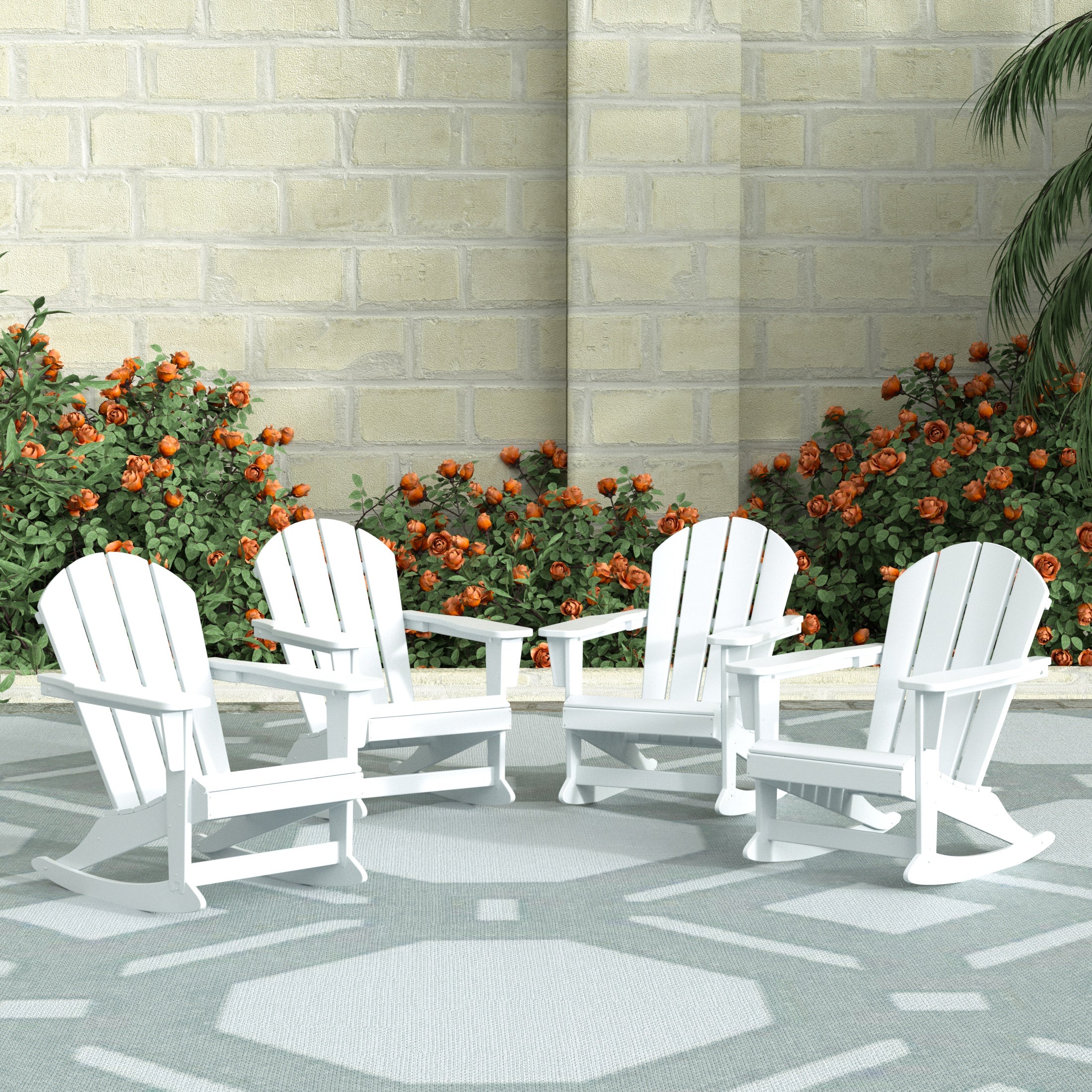 Paradise Malibu Outdoor Patio Porch Rocking Adirondack Chair (Set of 4)