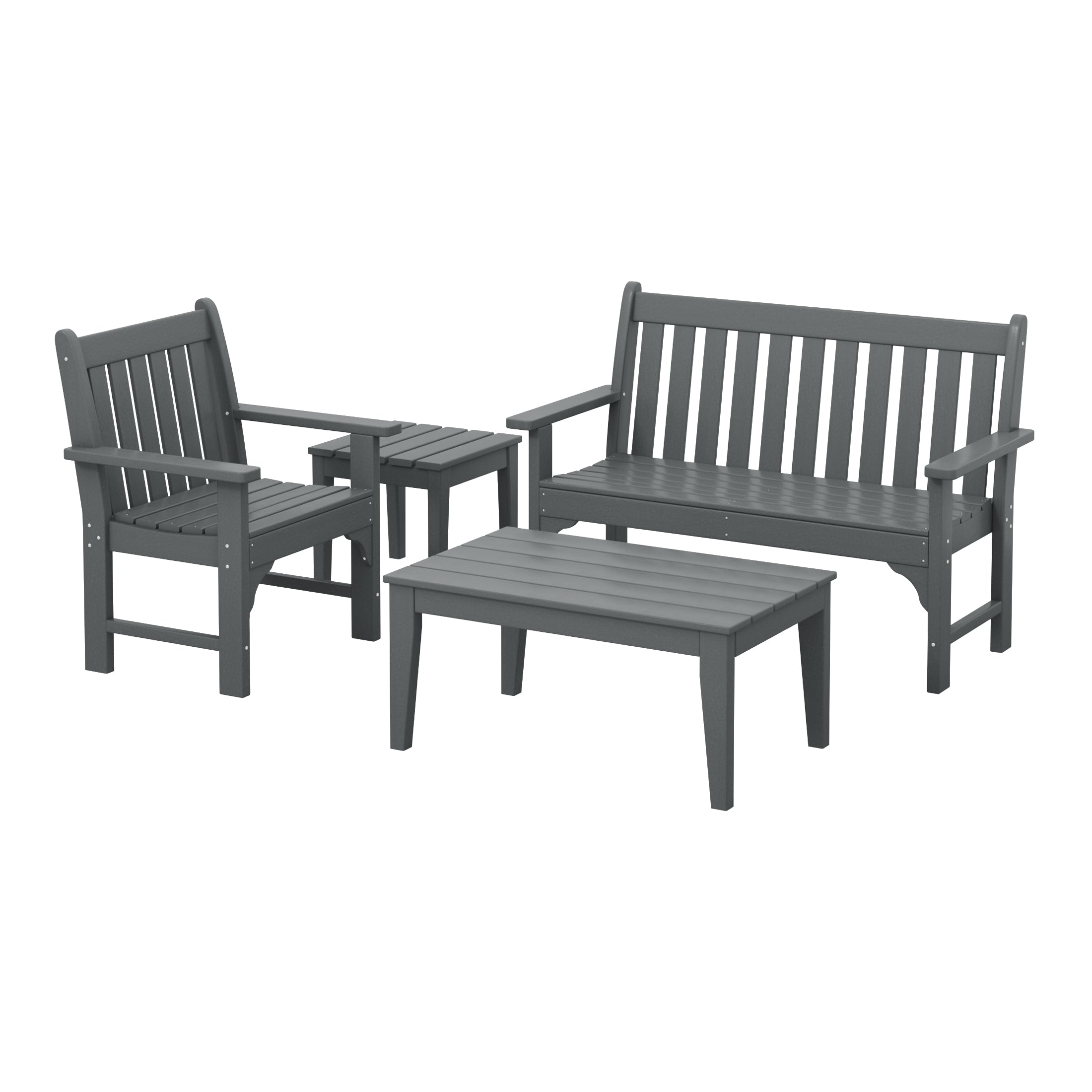 Paradise 4-Piece HDPE Outdoor Patio Furniture Bench Set