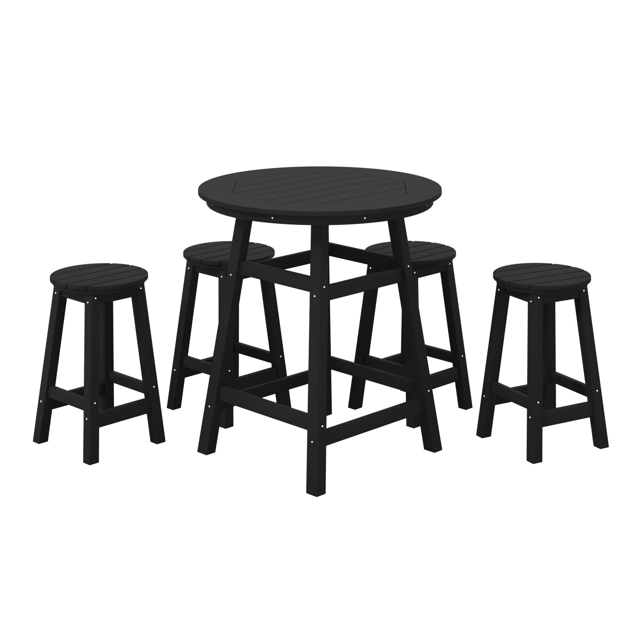 Paradise 5-Piece HDPE Outdoor Patio Bar Dining Set With Counter Height Bar Stools - Costaelm