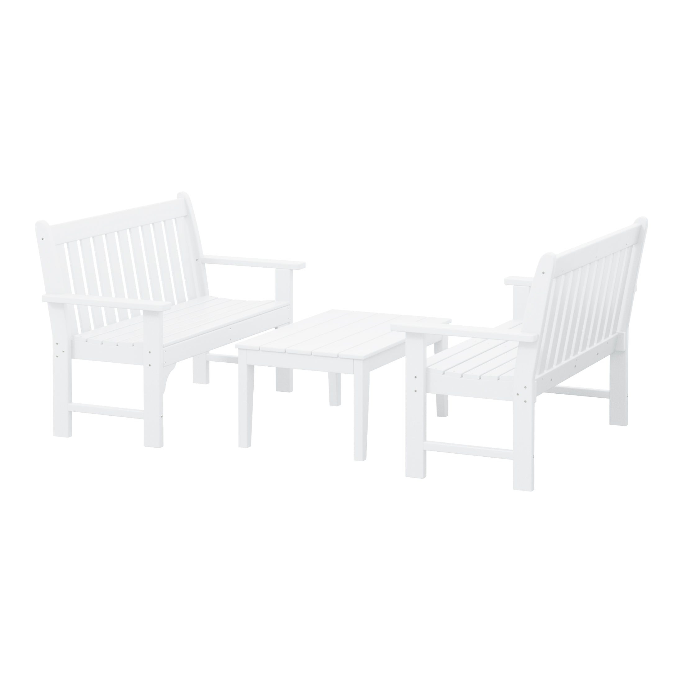 Paradise 3-Piece HDPE Outdoor Patio Furniture Bench and Coffee Table Set