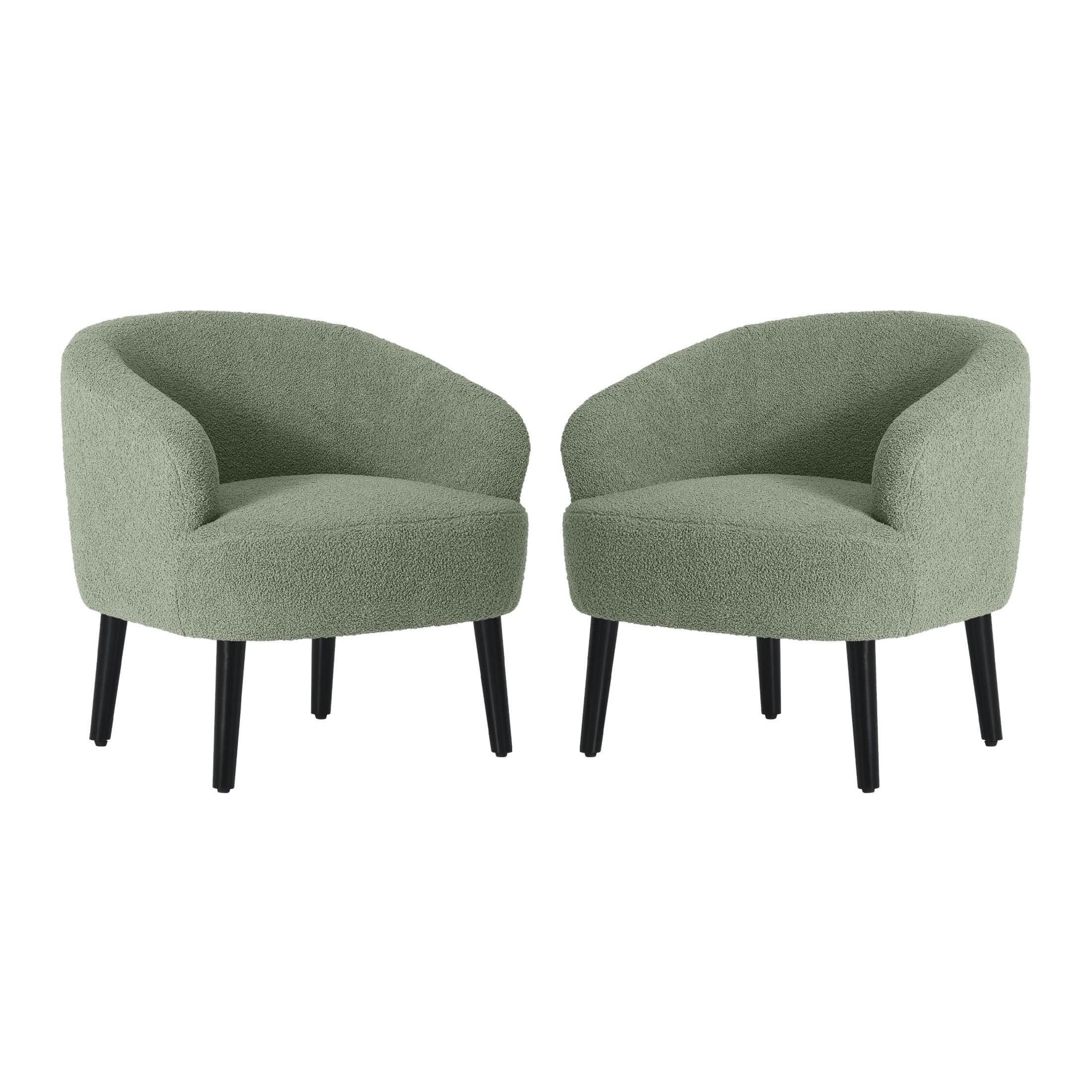 Celine 29" Wide Mid Century Modern Sherpa Barrel Accent Chair (Set of 2) - Costaelm