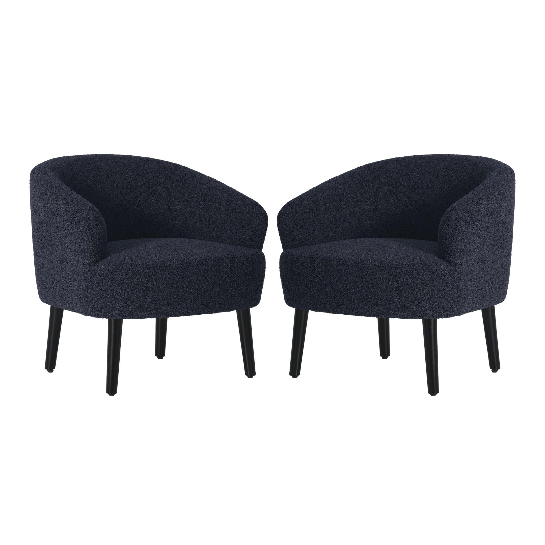 Celine 29" Wide Mid Century Modern Sherpa Barrel Accent Chair (Set of 2) - Costaelm