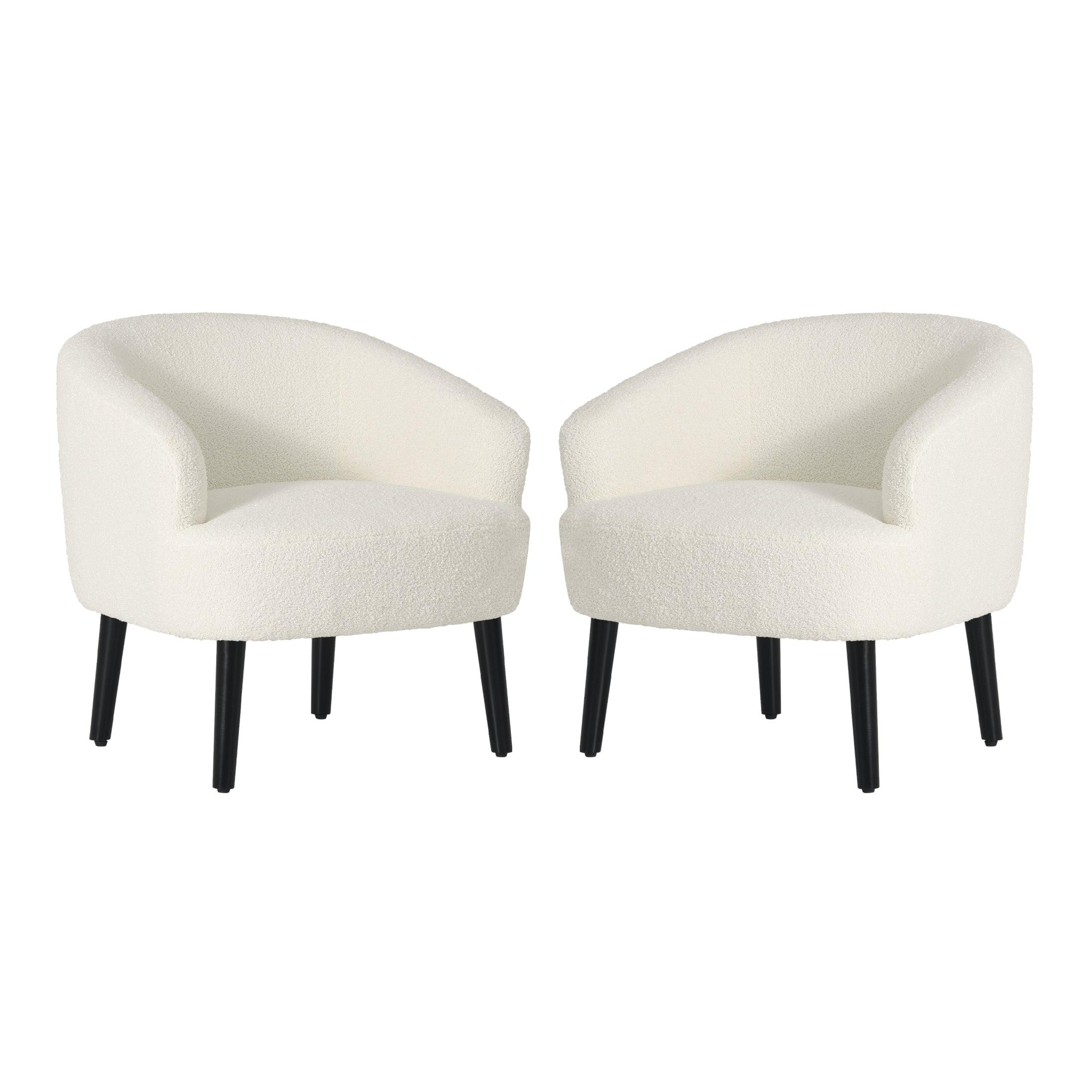 Celine 29" Wide Mid Century Modern Sherpa Barrel Accent Chair (Set of 2) - Costaelm