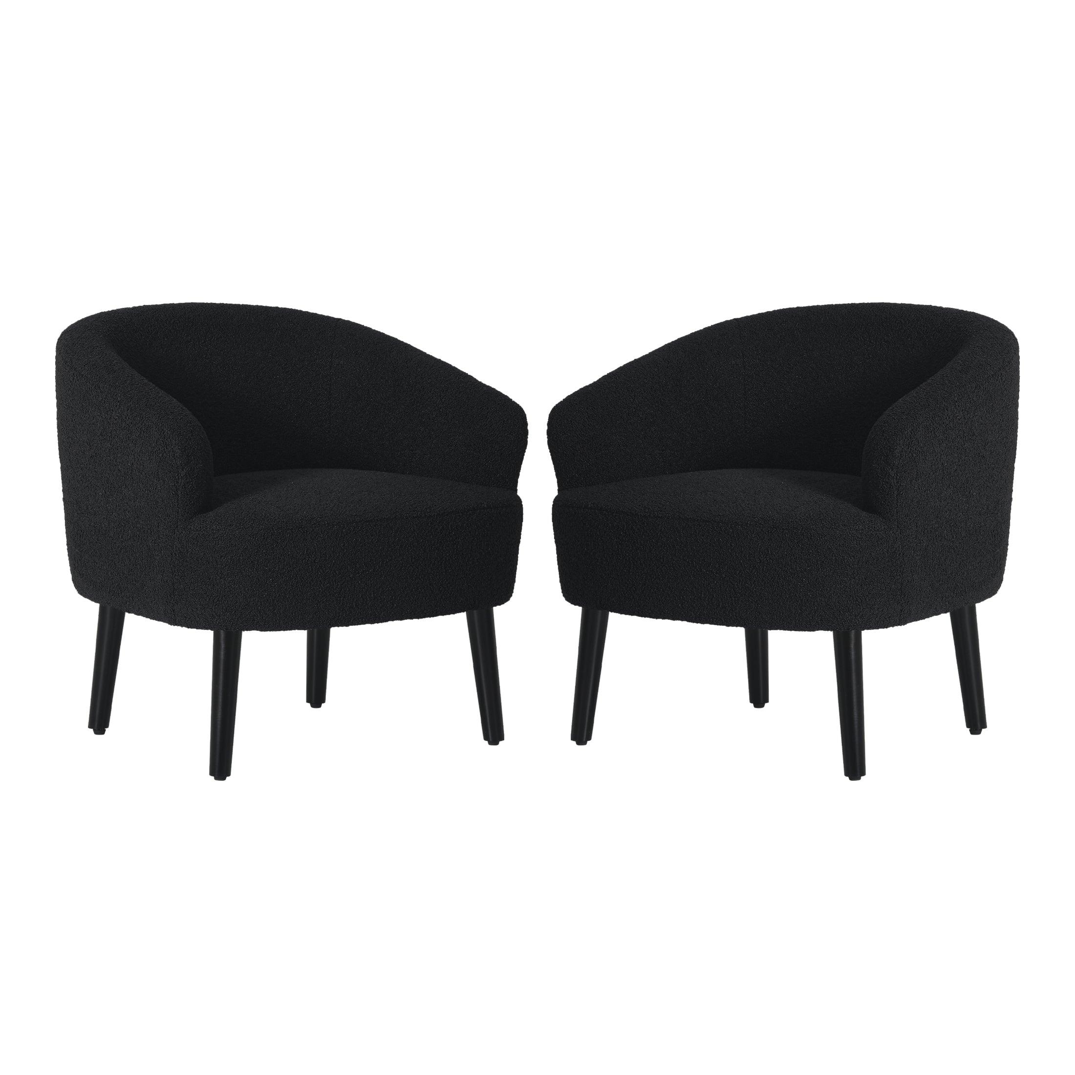 Celine 29" Wide Mid Century Modern Sherpa Barrel Accent Chair (Set of 2) - Costaelm