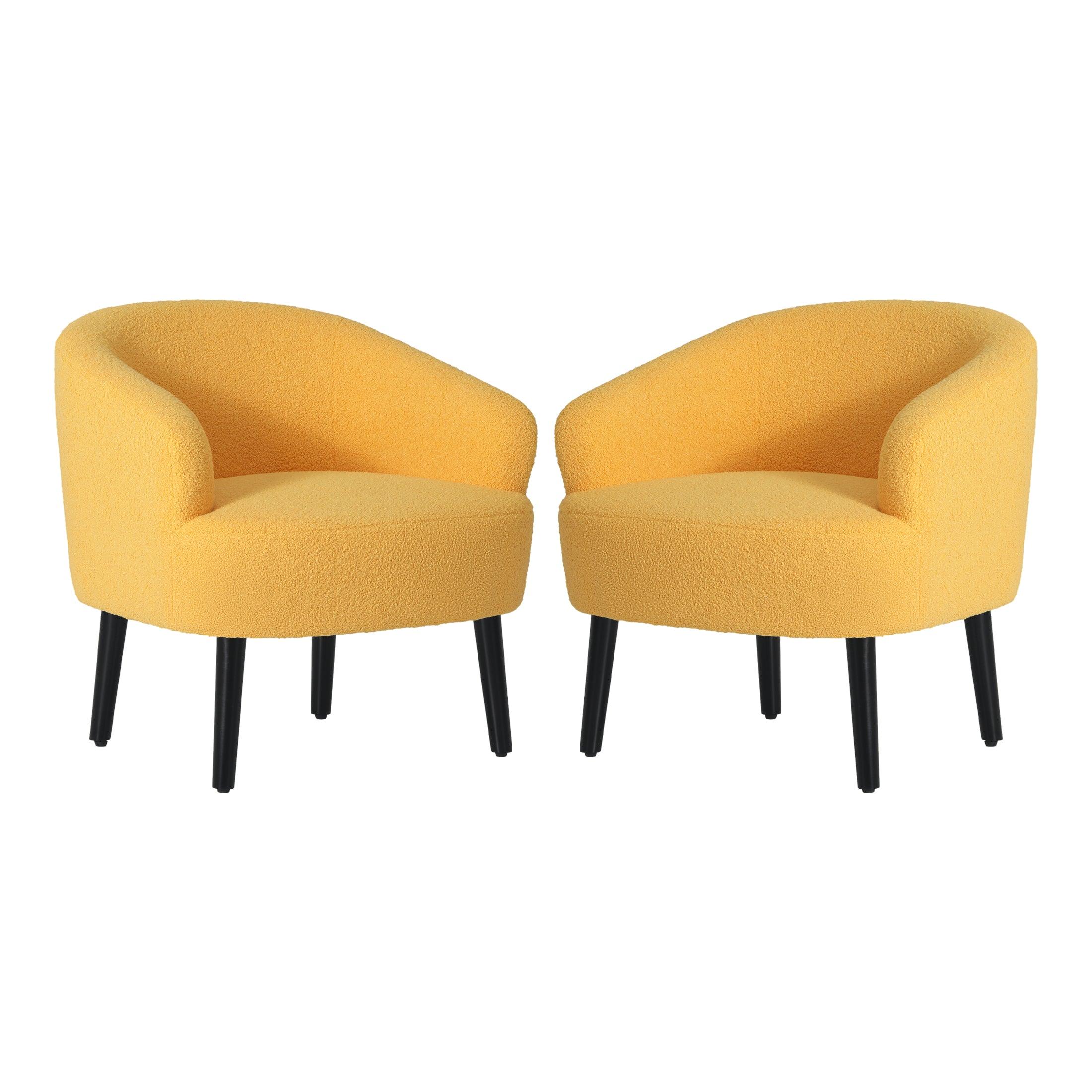 Celine 29" Wide Mid Century Modern Sherpa Barrel Accent Chair (Set of 2) - Costaelm