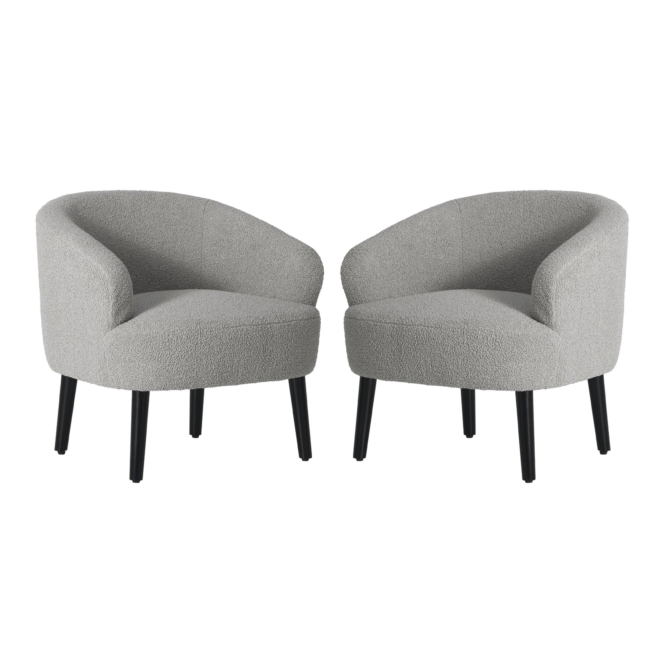 Celine 29" Wide Mid Century Modern Sherpa Barrel Accent Chair (Set of 2) - Costaelm