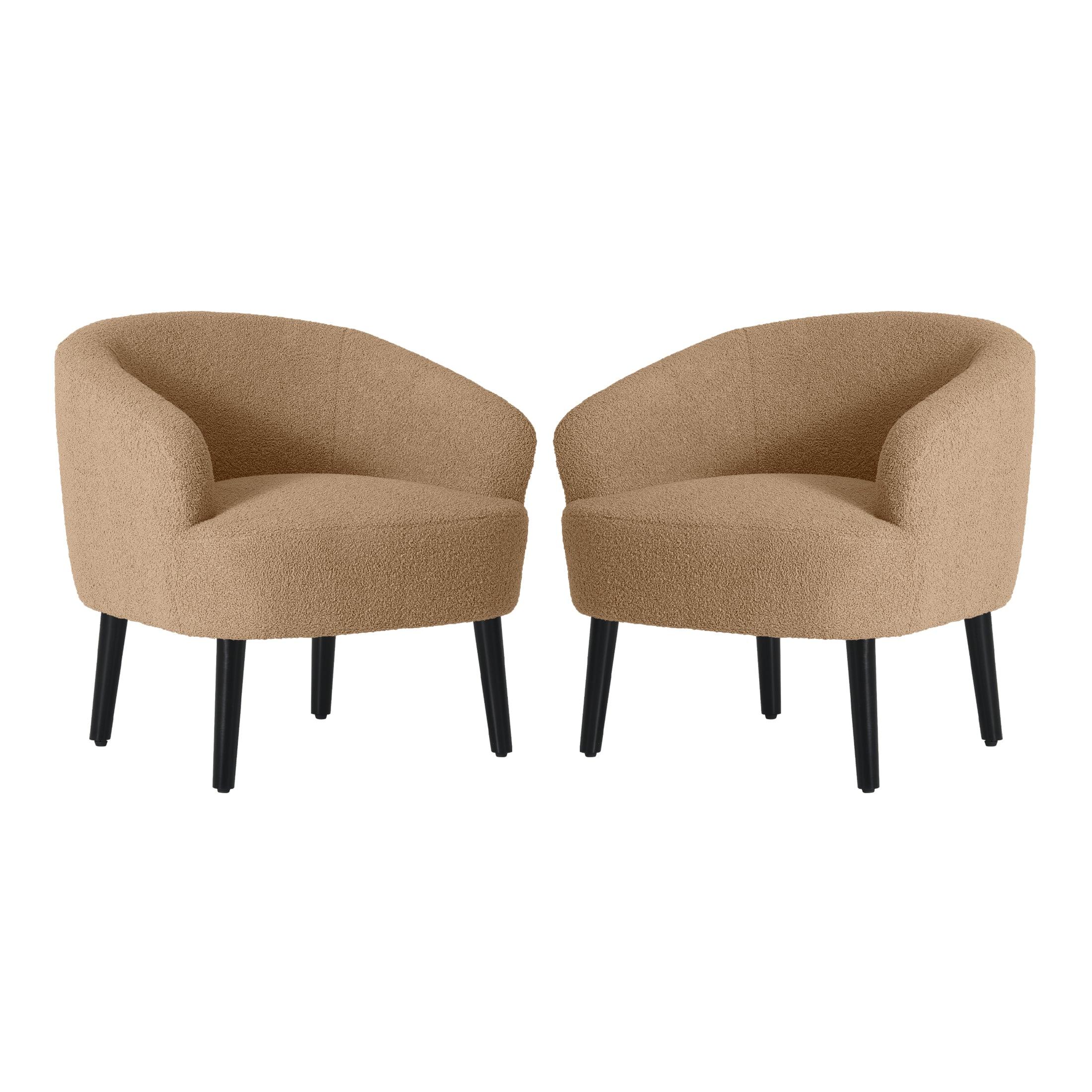 Celine 29" Wide Mid Century Modern Sherpa Barrel Accent Chair (Set of 2) - Costaelm