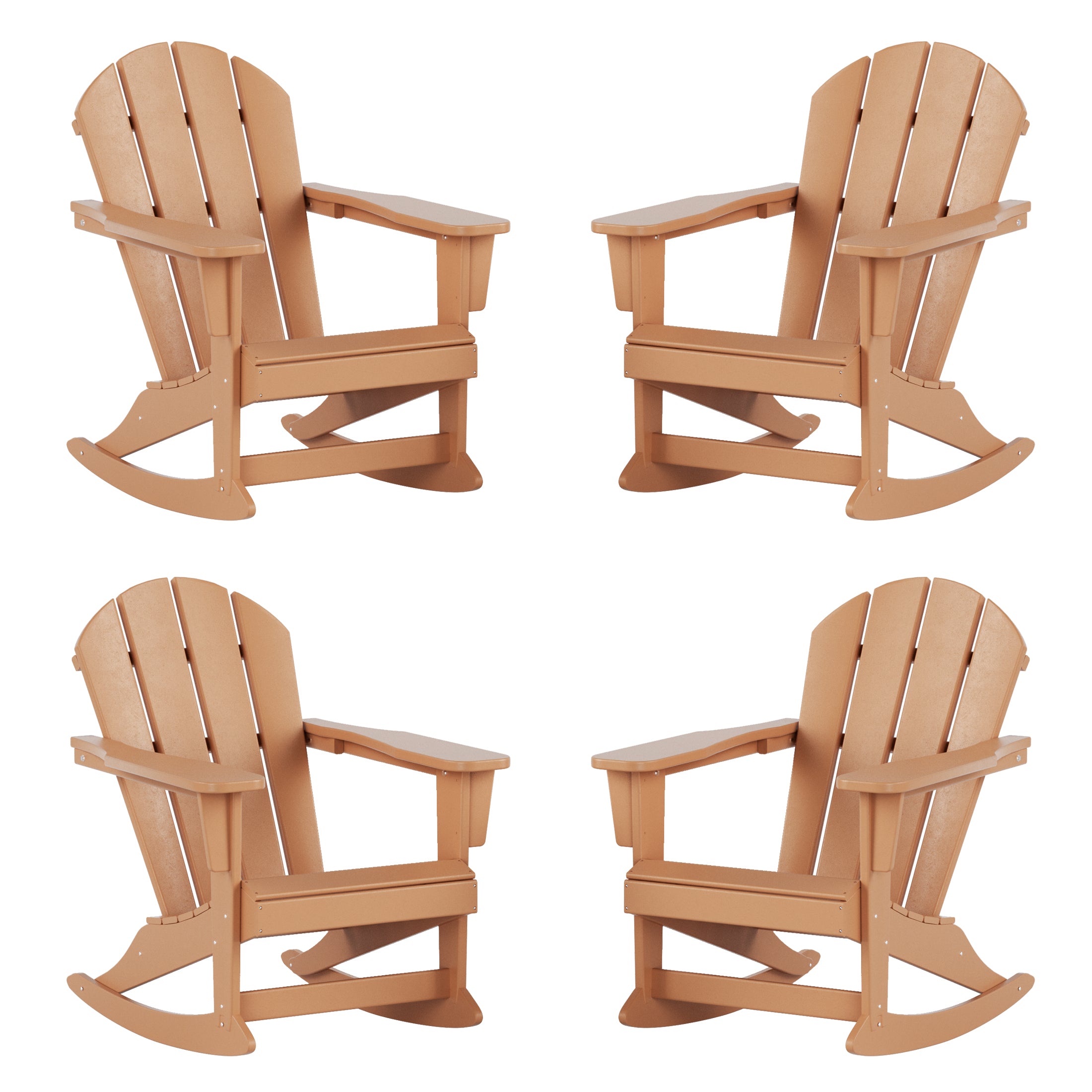 Paradise Malibu Outdoor Patio Porch Rocking Adirondack Chair (Set of 4)