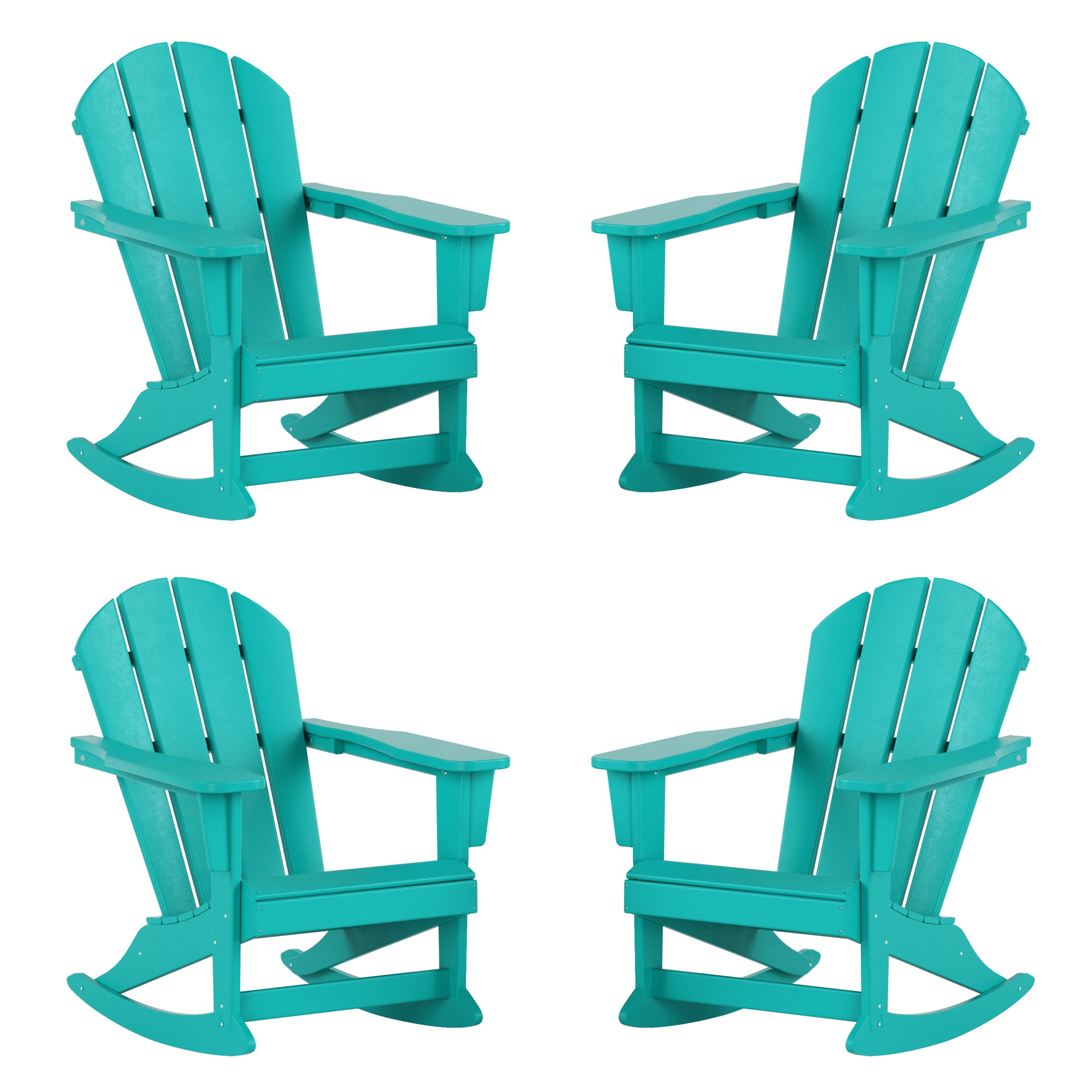 Paradise Malibu Outdoor Patio Porch Rocking Adirondack Chair (Set of 4)