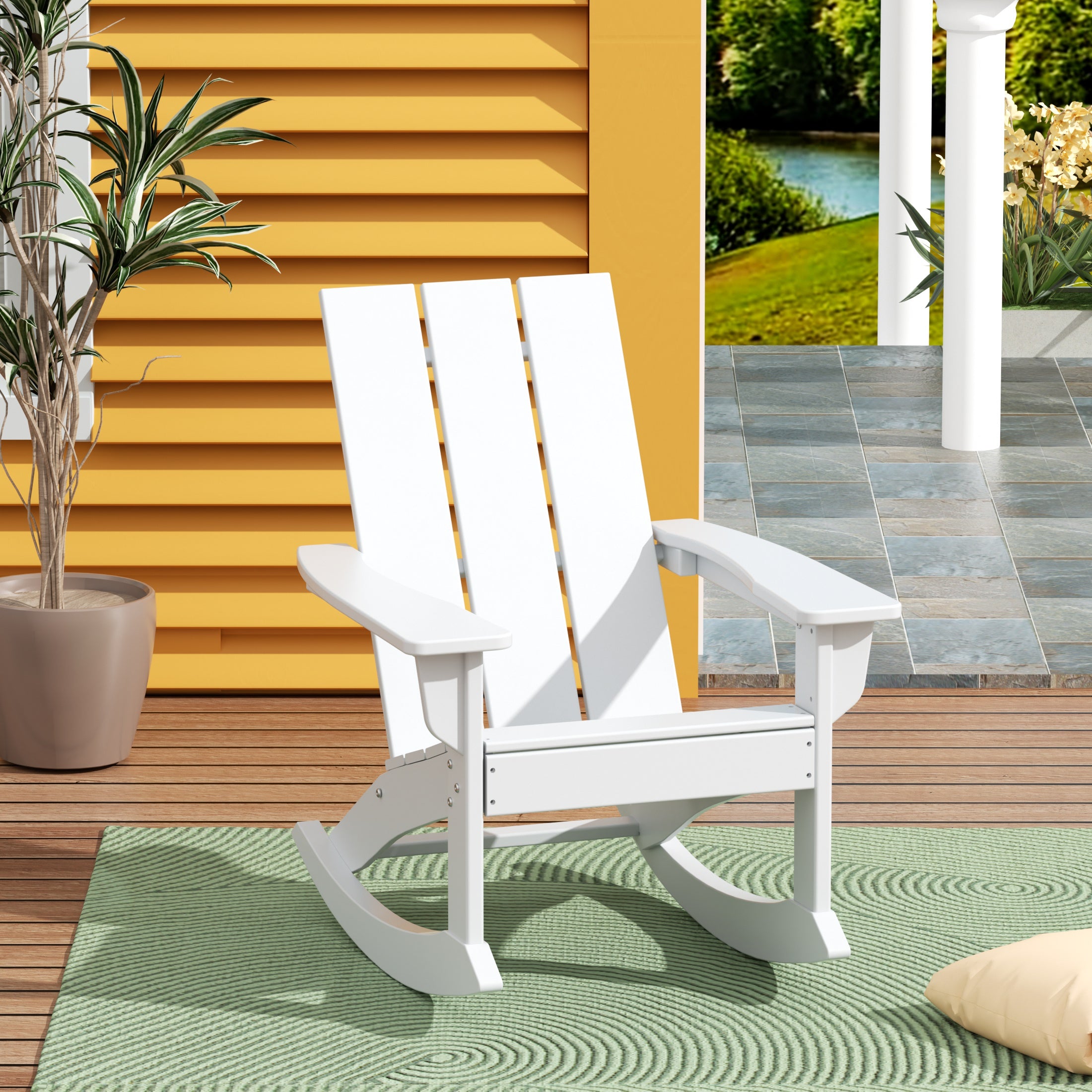 Palms Ashore Outdoor Patio Modern Adirondack Rocking Chair