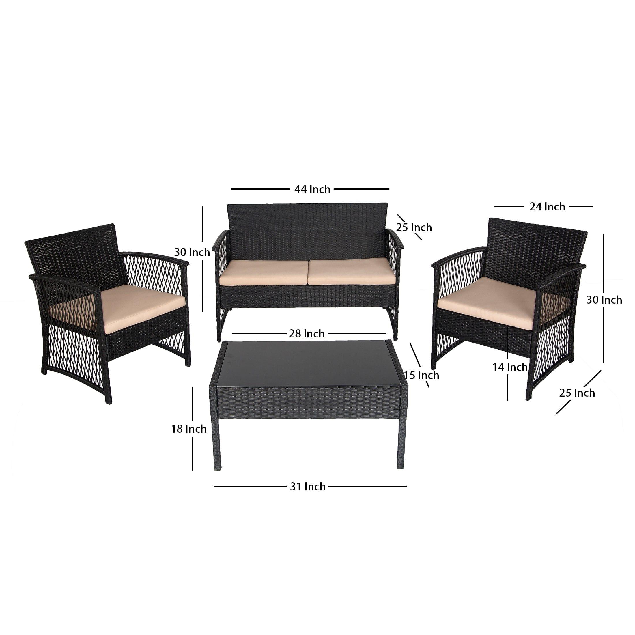 Costa 4-Piece Outdoor Patio Conversation Set Coffee PE Rattan Wicker - Costaelm