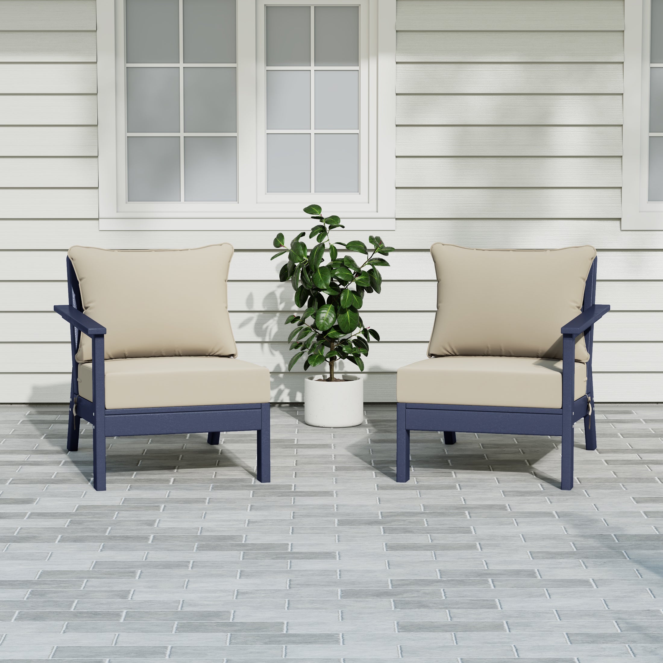 Portsmouth Outdoor Patio HDPE Loveseat Sofa with Patio Cushions