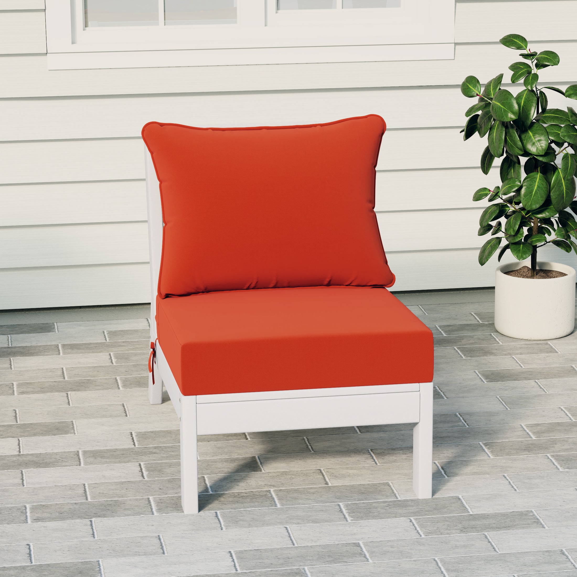 Portsmouth Modern Outdoor HDPE Patio Armless Sectional Corner Club Chair with Deep Seat Cushions