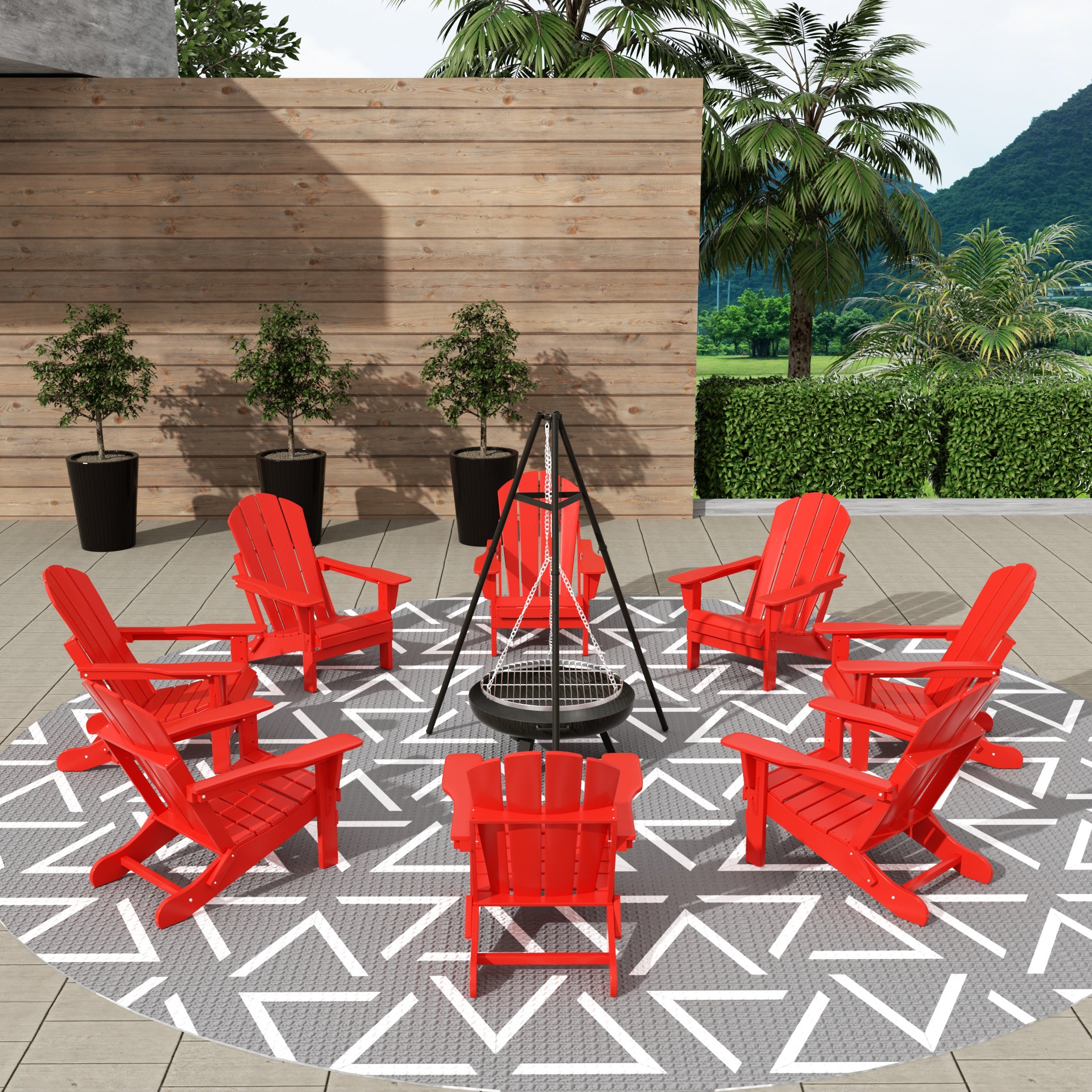 Paradise Malibu Outdoor Folding Poly Adirondack Chair (Set of 8)