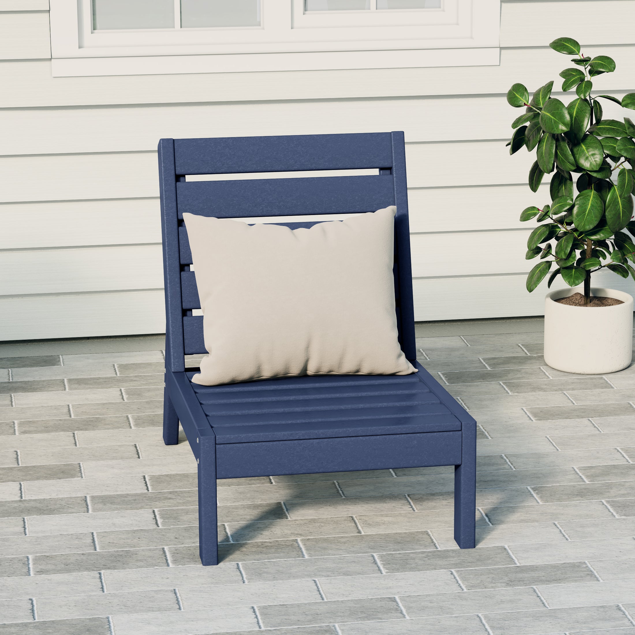 Portsmouth HDPE Deep Seating Armless Modular Outdoor Patio Chair