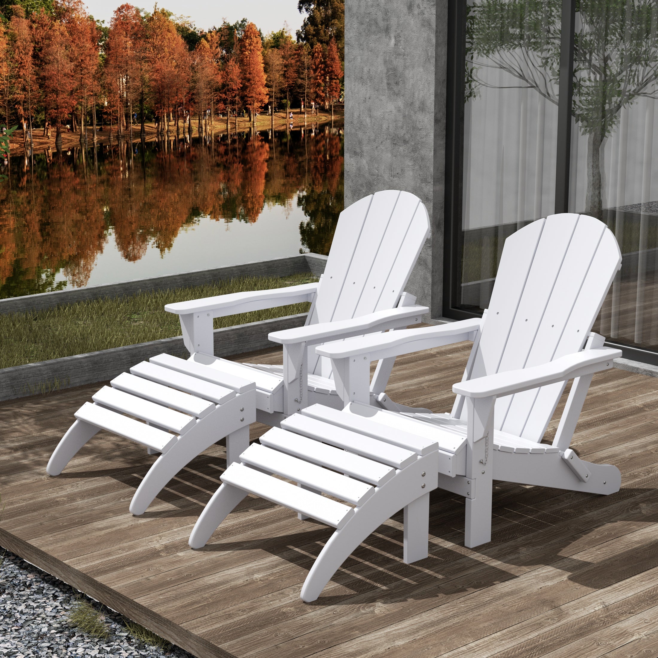 Paradise Westintrends 4-Piece set classic Adirondack chairs with ottoman (2 seater)