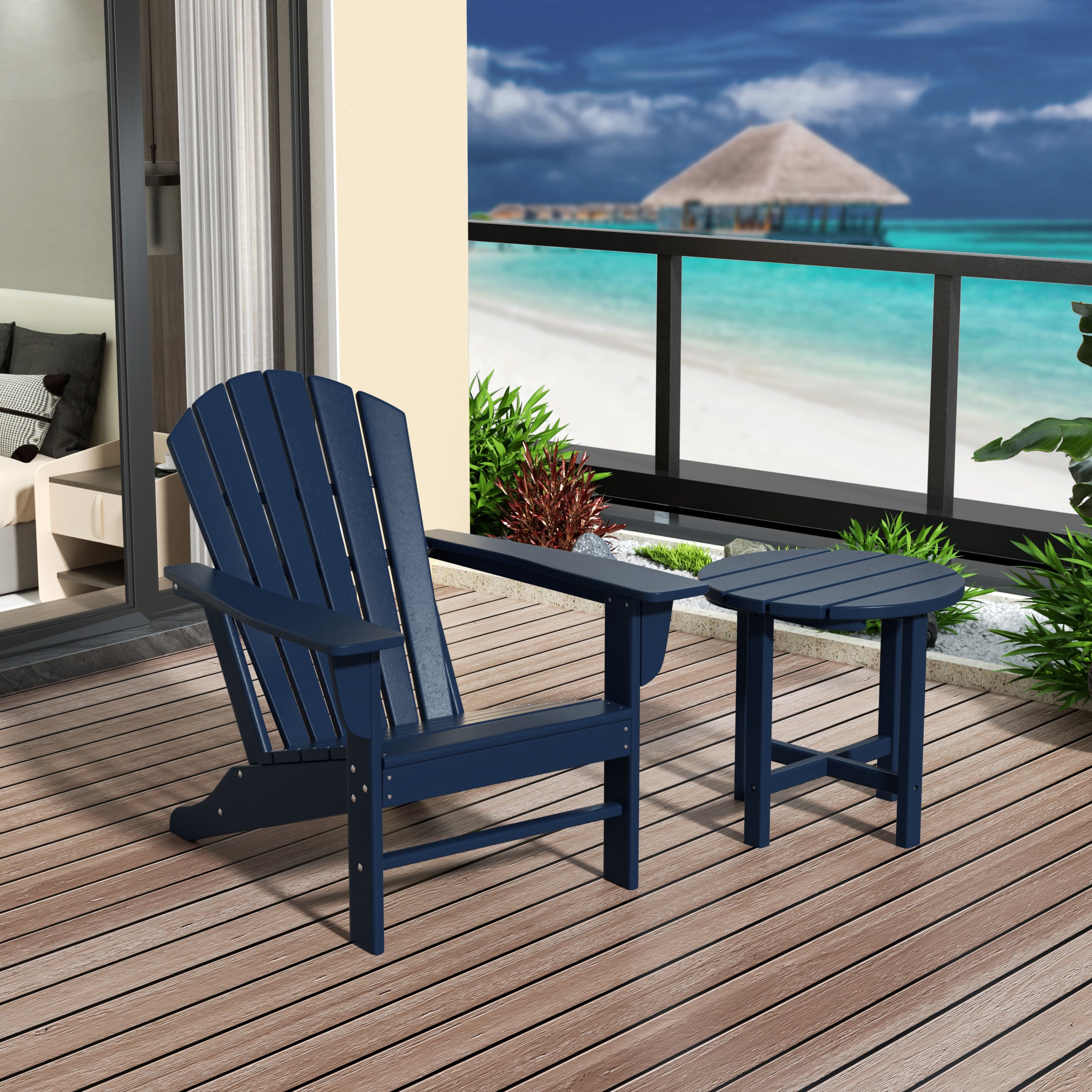 Portside Dylan Outdoor Adirondack Chair with Side Table Set