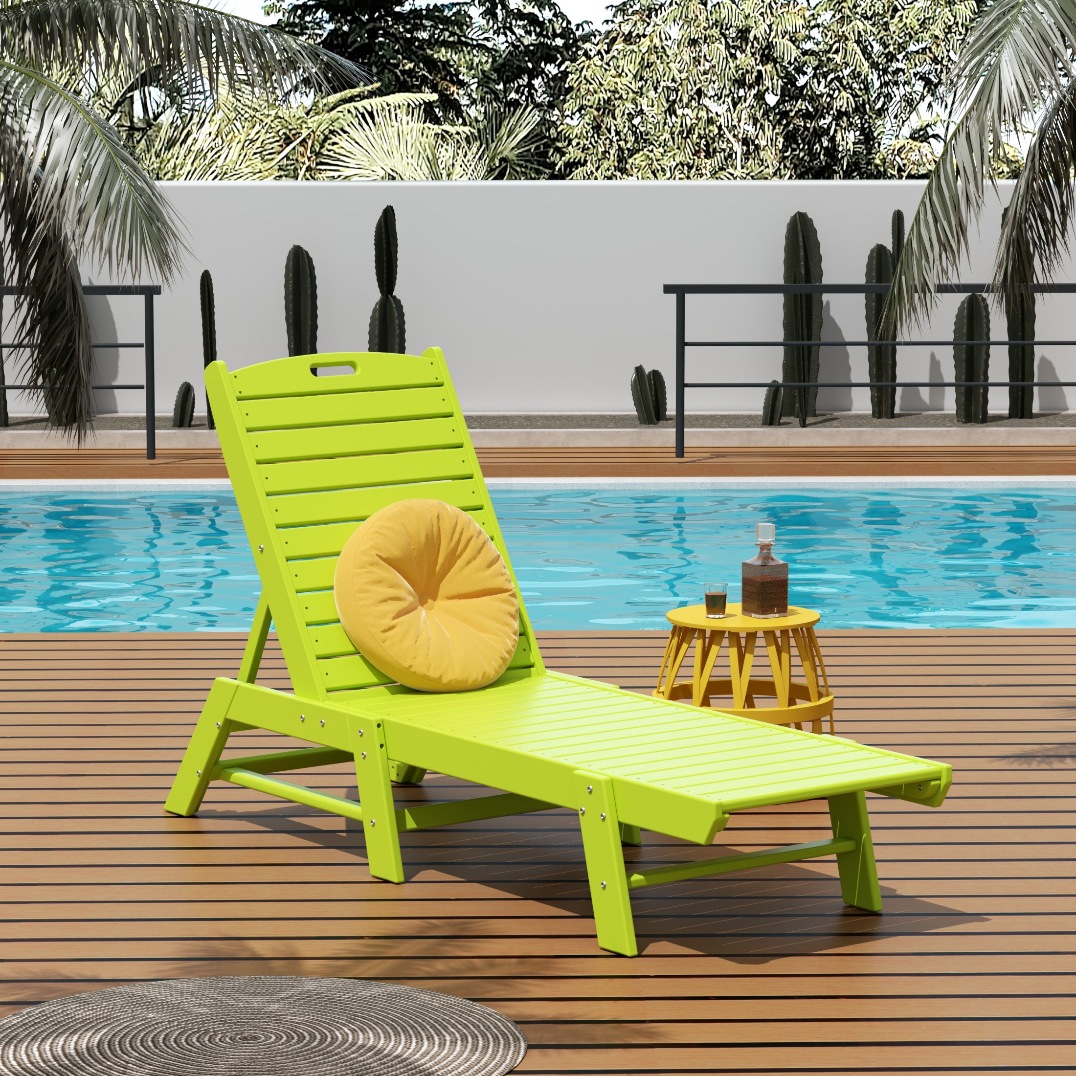 Paradise Malibu Poly Reclining Outdoor Patio Chaise Lounge Chair Adjustable