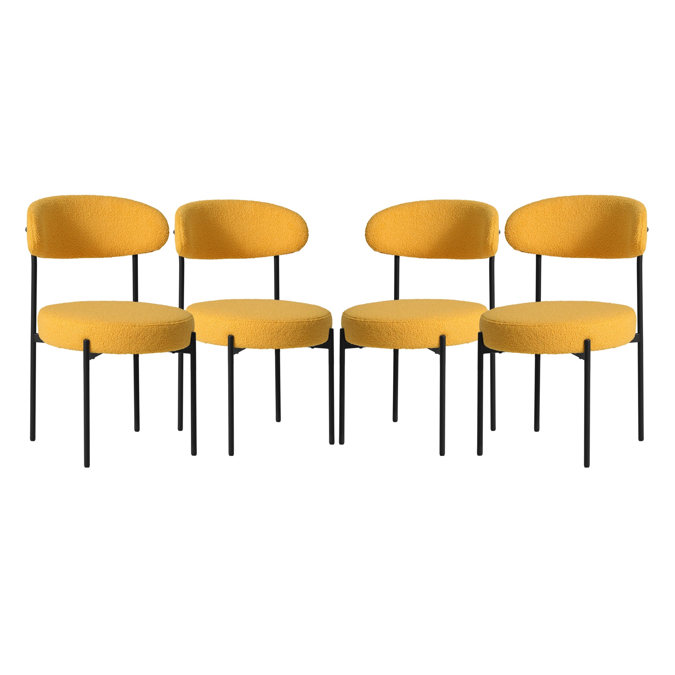 Celine Mid Century Modern Upholstered Sherpa Dining Chairs (Set of 4)