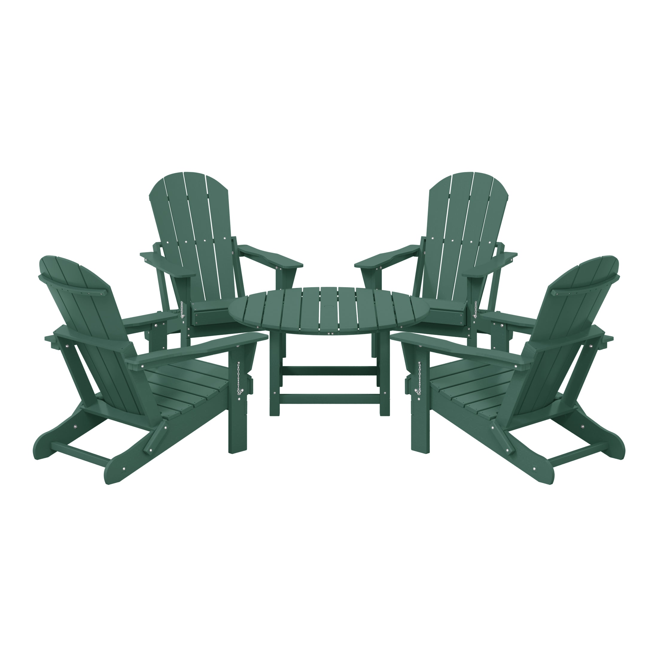 Paradise 5-Piece HDPE Folding Adirondack Chair Outdoor Patio Conversation Set