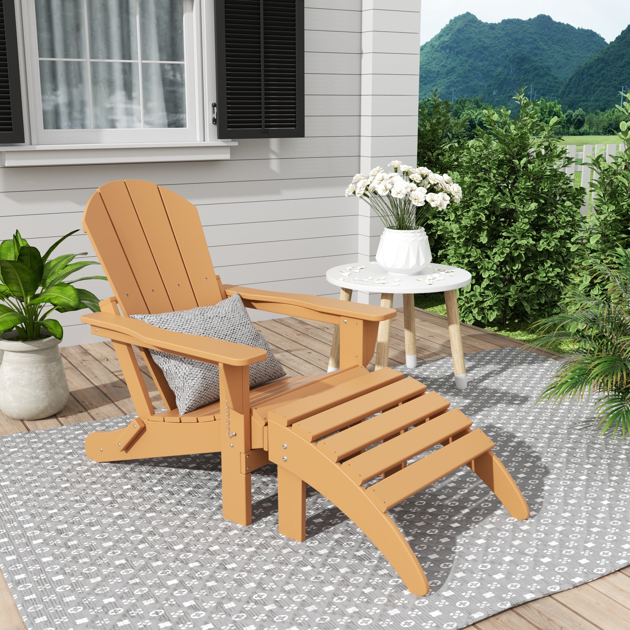 Paradise Westintrends 2 piece set classic Adirondack chair with ottoman (1 seater)