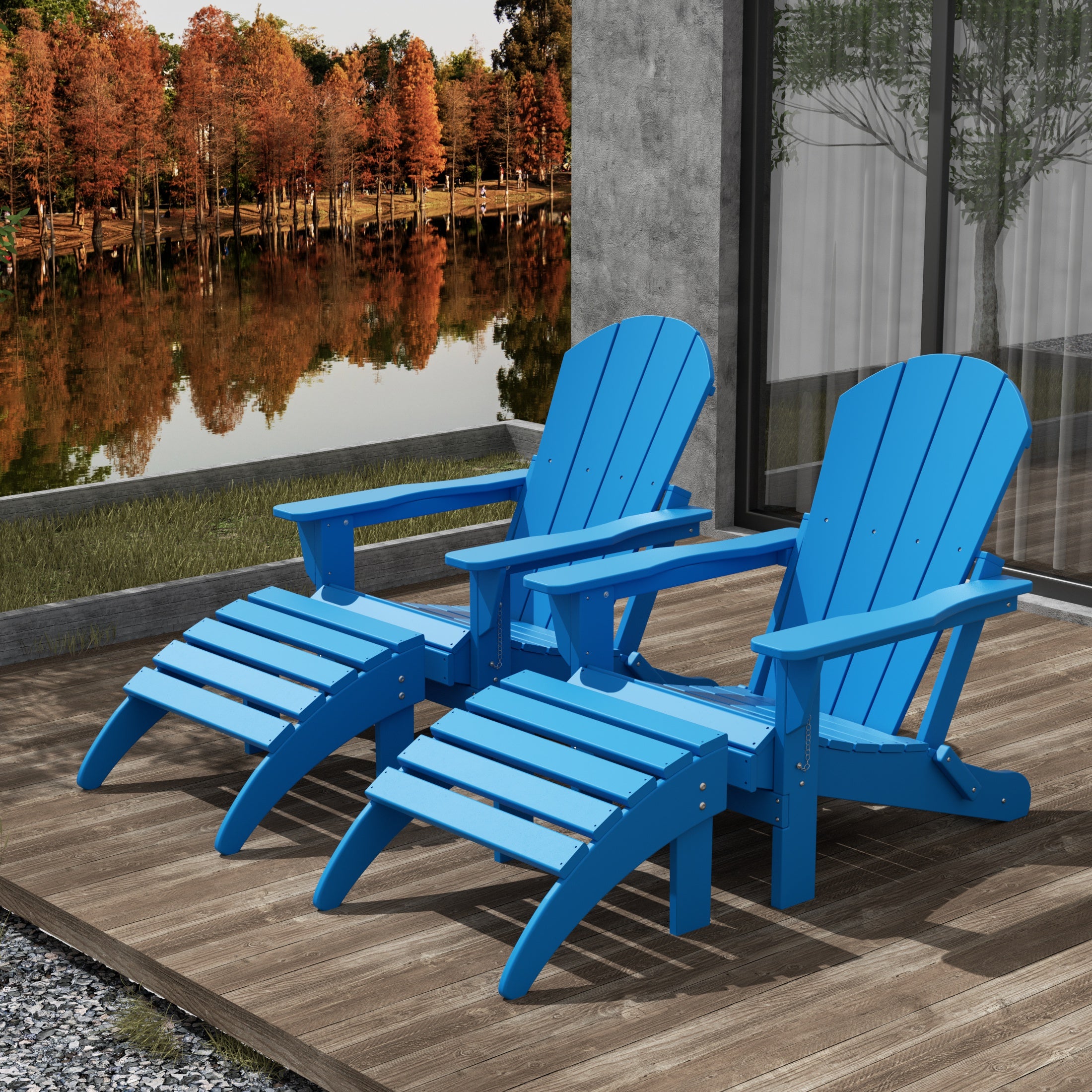 Paradise Westintrends 4-Piece set classic Adirondack chairs with ottoman (2 seater)