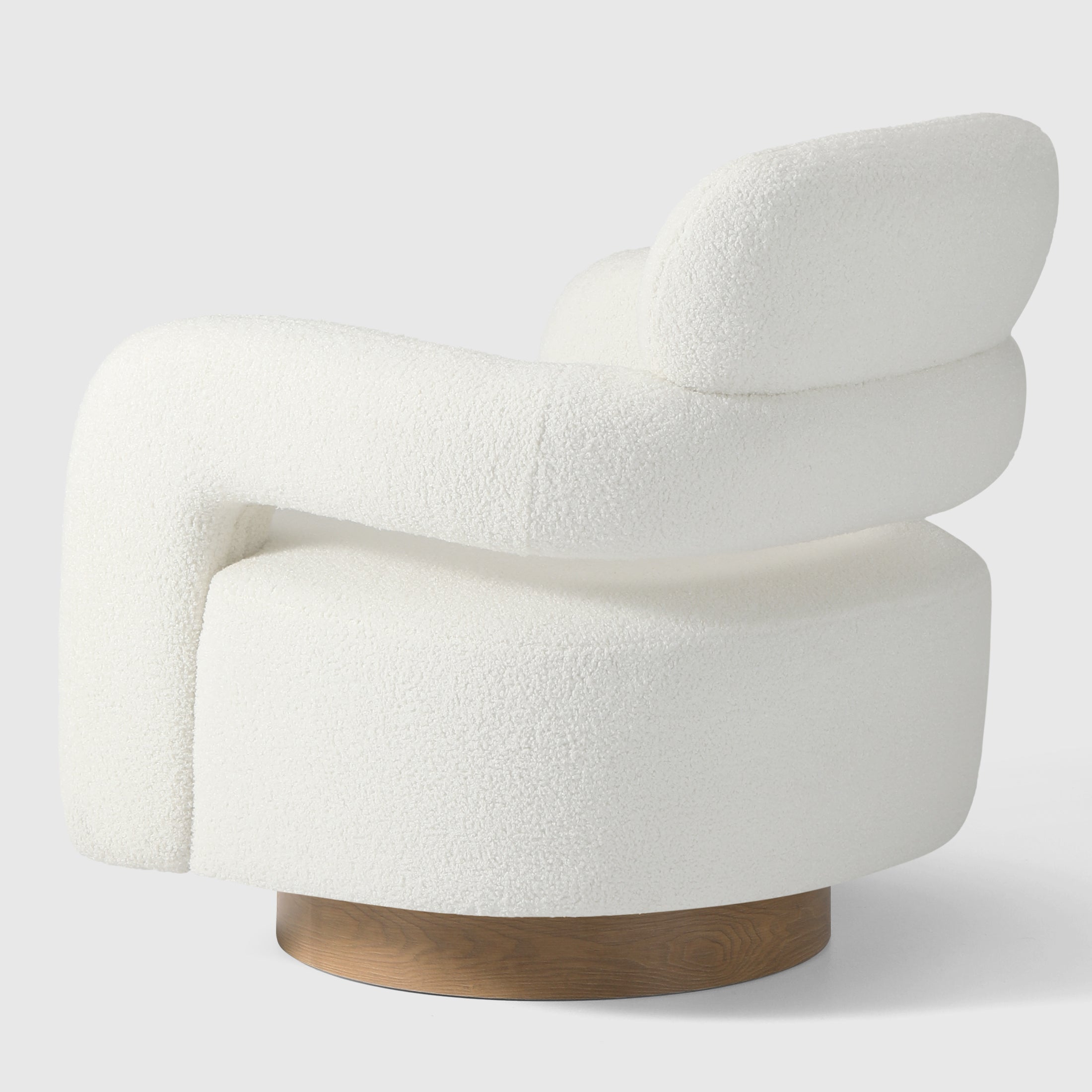 Celine Mid-Century Modern Round Sherpa Swivel Barrel Accent Chair