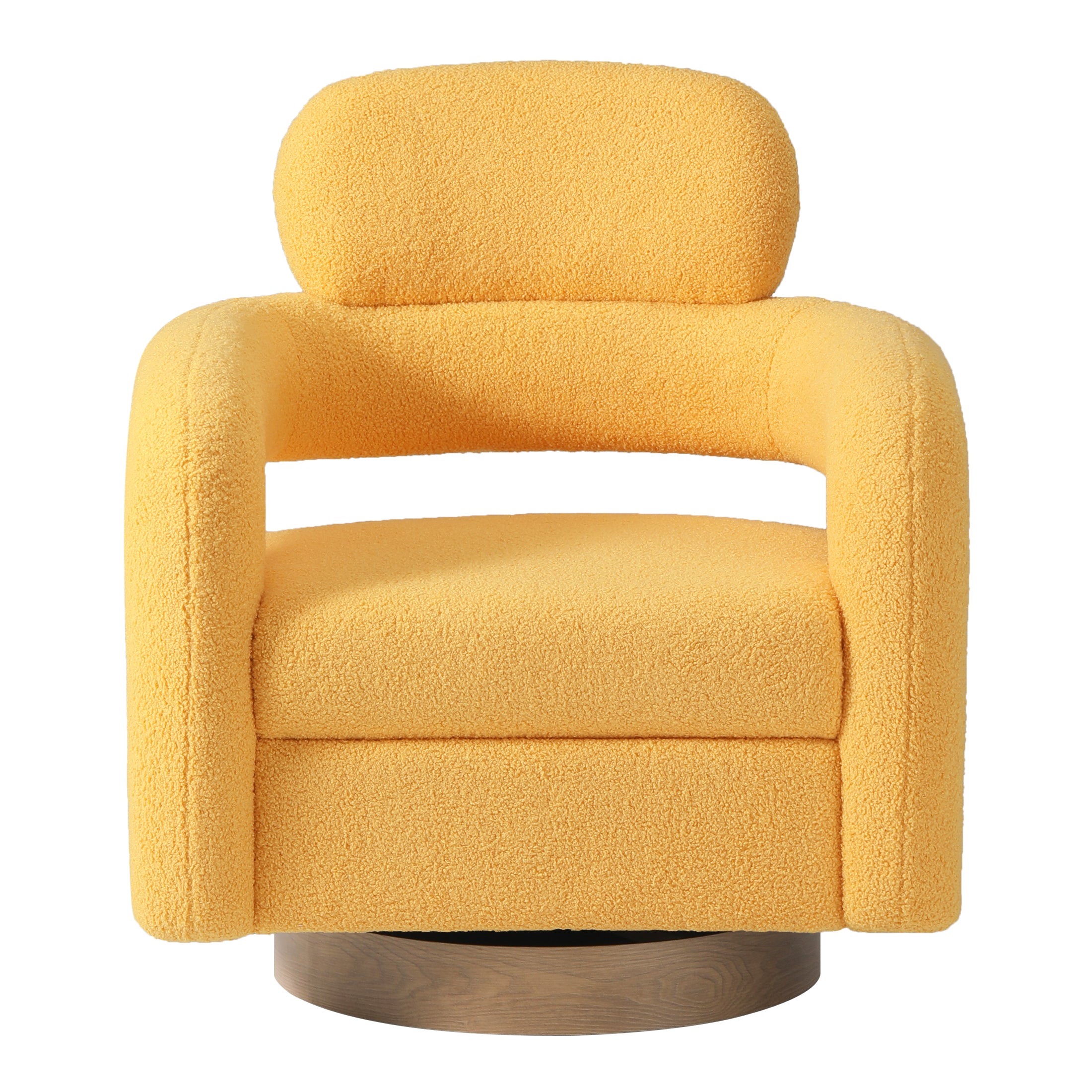 Celine Mid-Century Modern Round Sherpa Swivel Barrel Accent Chair