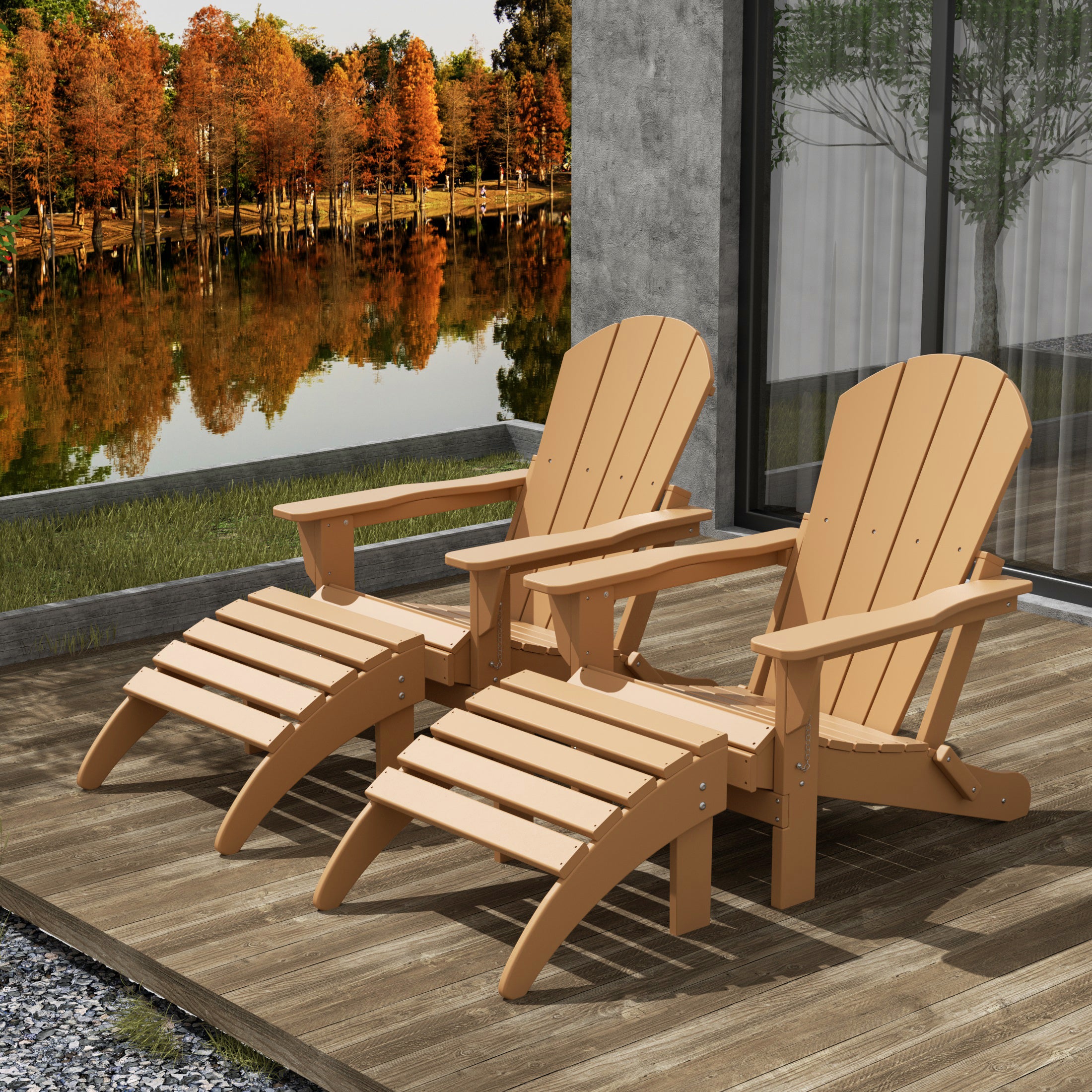 Paradise Westintrends 4-Piece set classic Adirondack chairs with ottoman (2 seater)