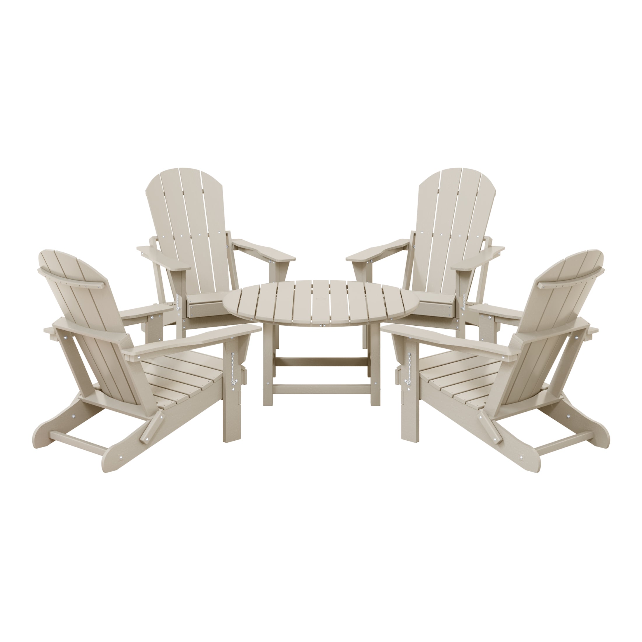 Paradise 5-Piece HDPE Folding Adirondack Chair Outdoor Patio Conversation Set