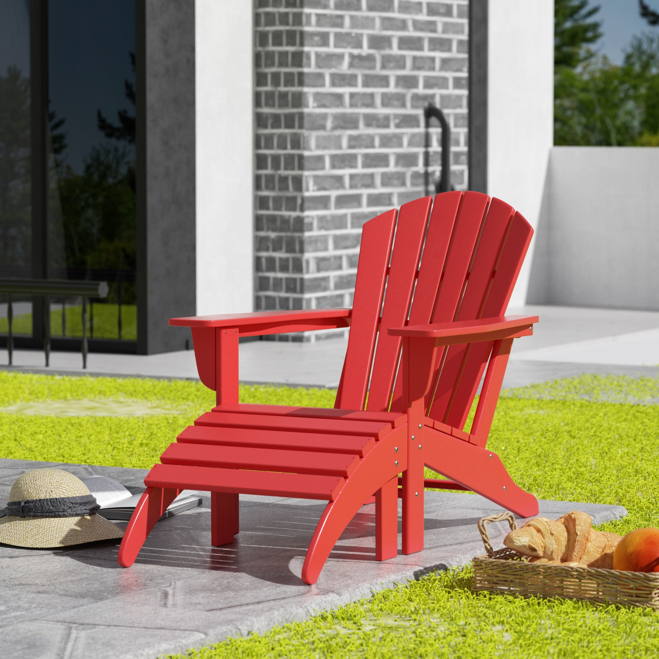 Portside Outdoor Adirondack Chair With Ottoman 2-Piece Set