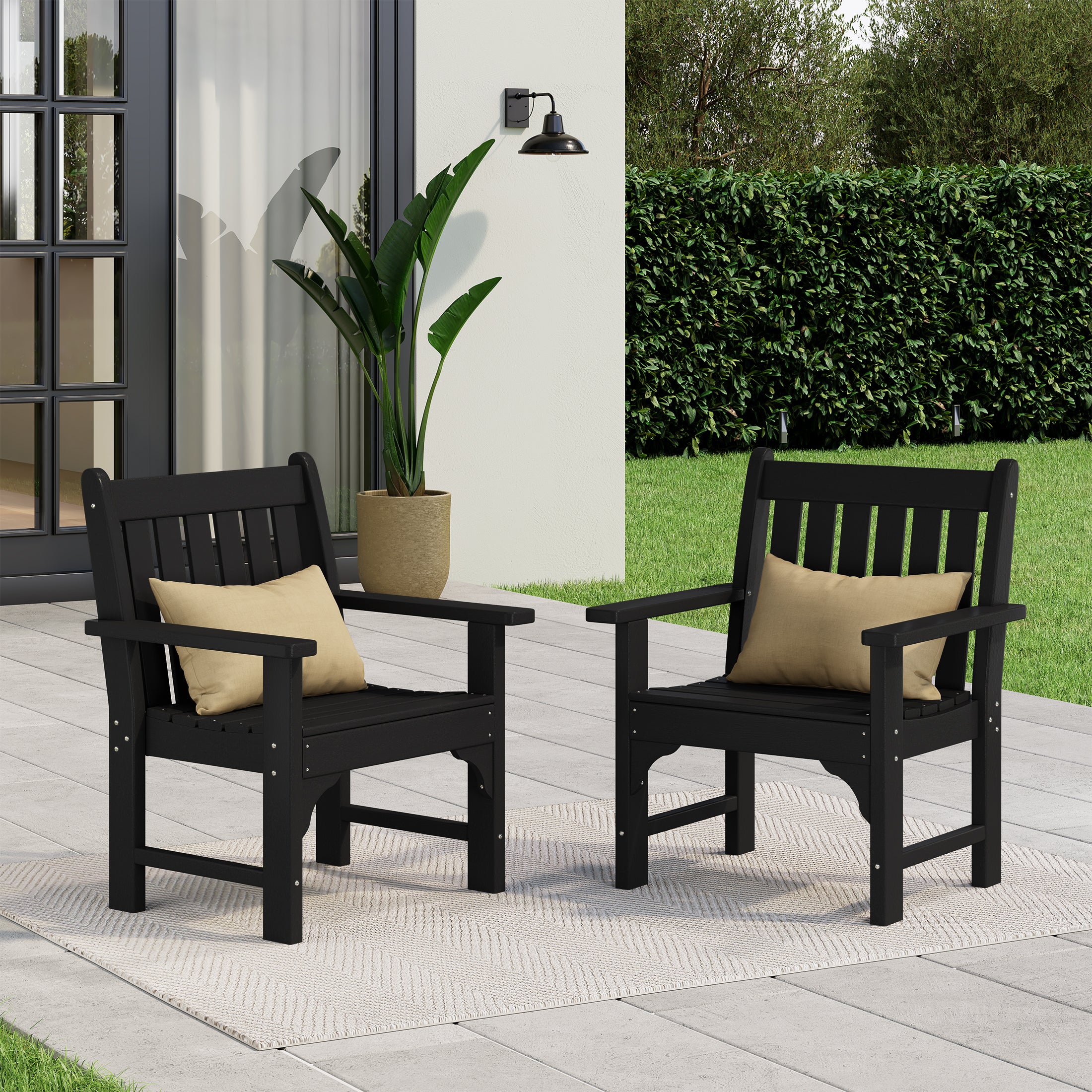 Paradise Outdoor Patio HDPE Garden Dining Arm Chairs (Set of 2)