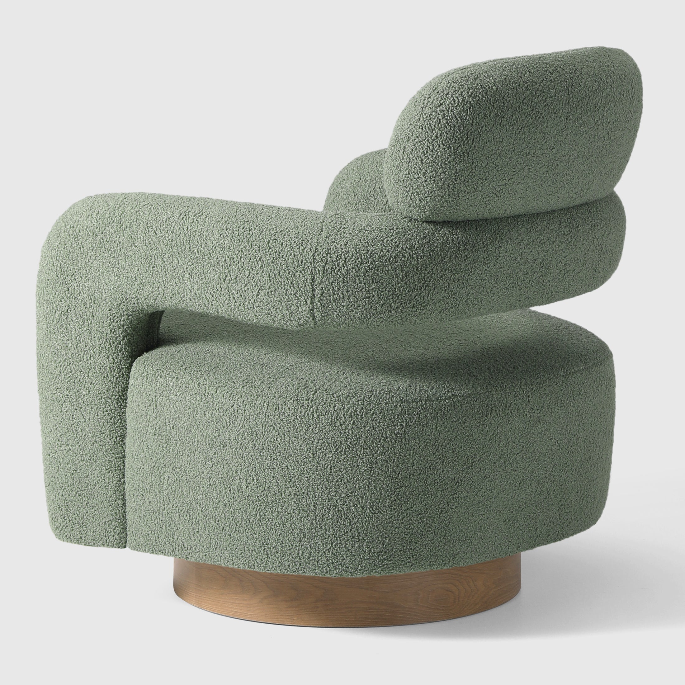 Celine Mid-Century Modern Round Sherpa Swivel Barrel Accent Chair