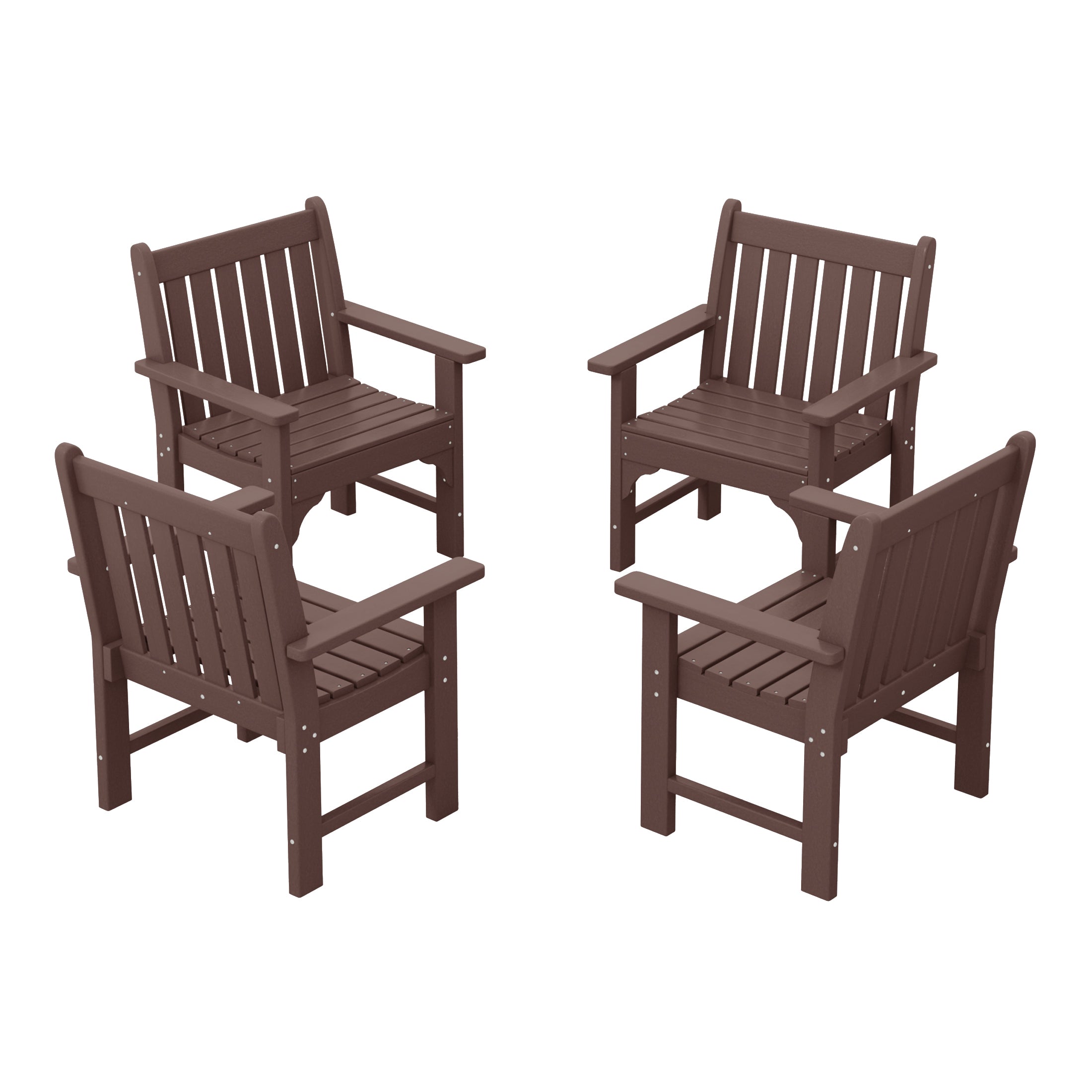 Paradise Outdoor Patio HDPE Garden Dining Arm Chairs (Set of 4)