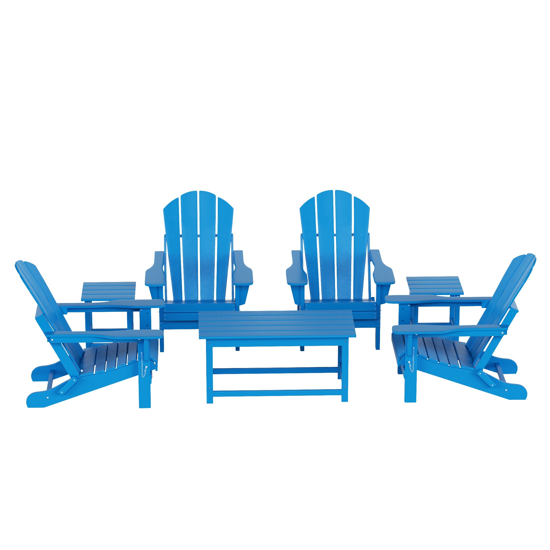 Paradise Westintrends 7-Piece set Outdoor / Patio Adirondack chairs with a Coffee and tWestintrends side tables ( 4 seater )