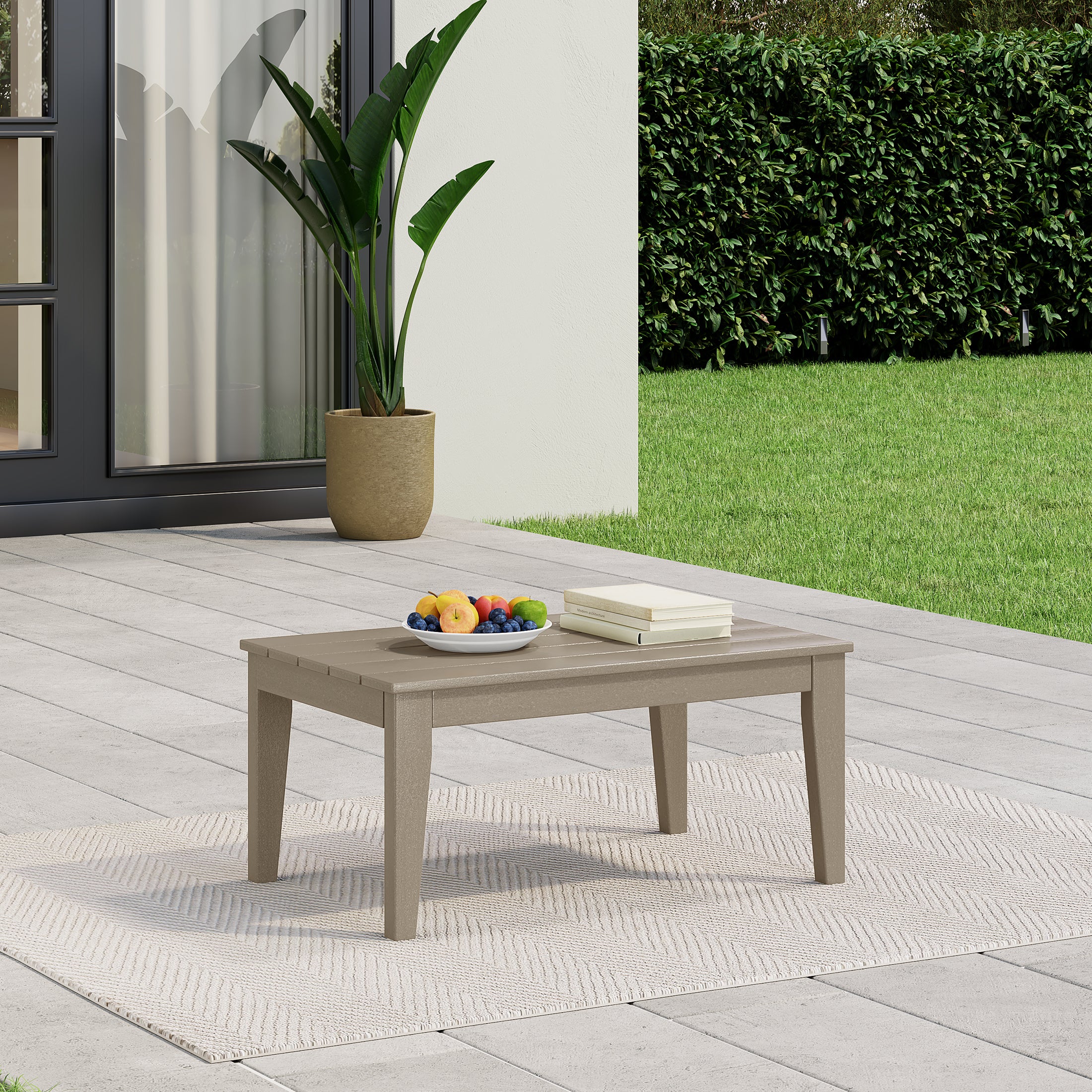 Paradise Low Outdoor HDPE Patio Rectangle Coffee Table