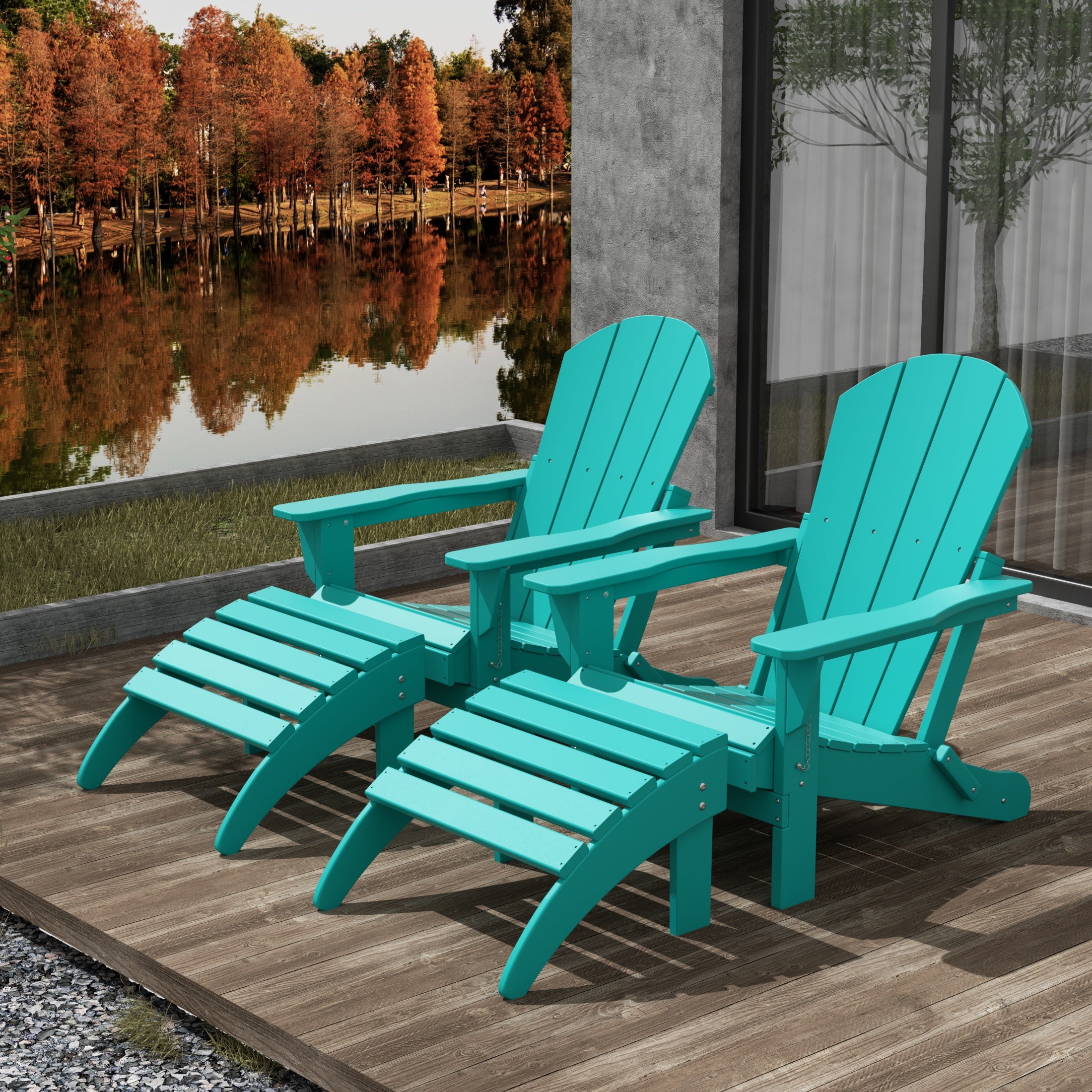 Paradise Westintrends 4-Piece set classic Adirondack chairs with ottoman (2 seater)