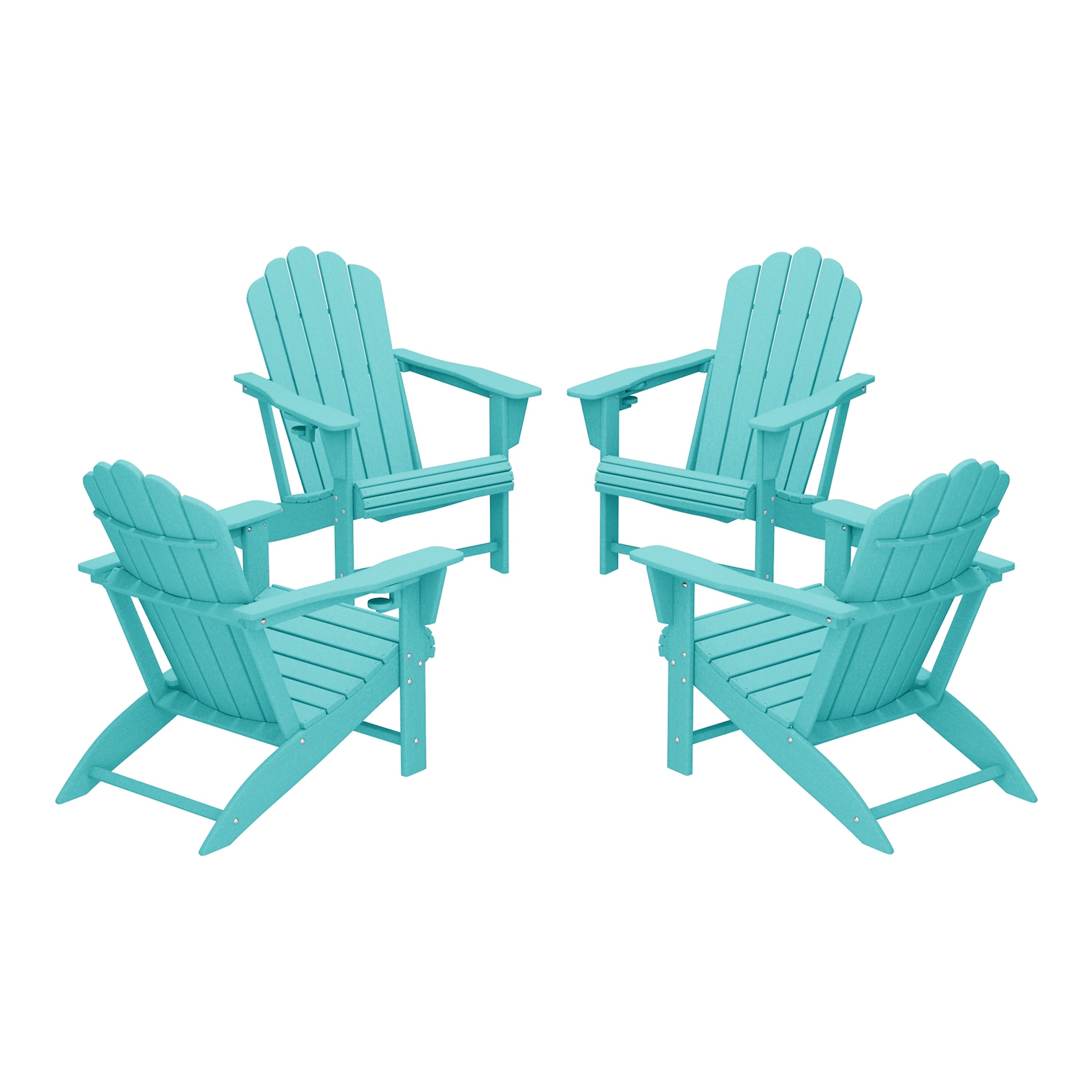 Lakeview Outdoor Patio HDPE Adirondack Chairs With Cup Holders (Set of 4)