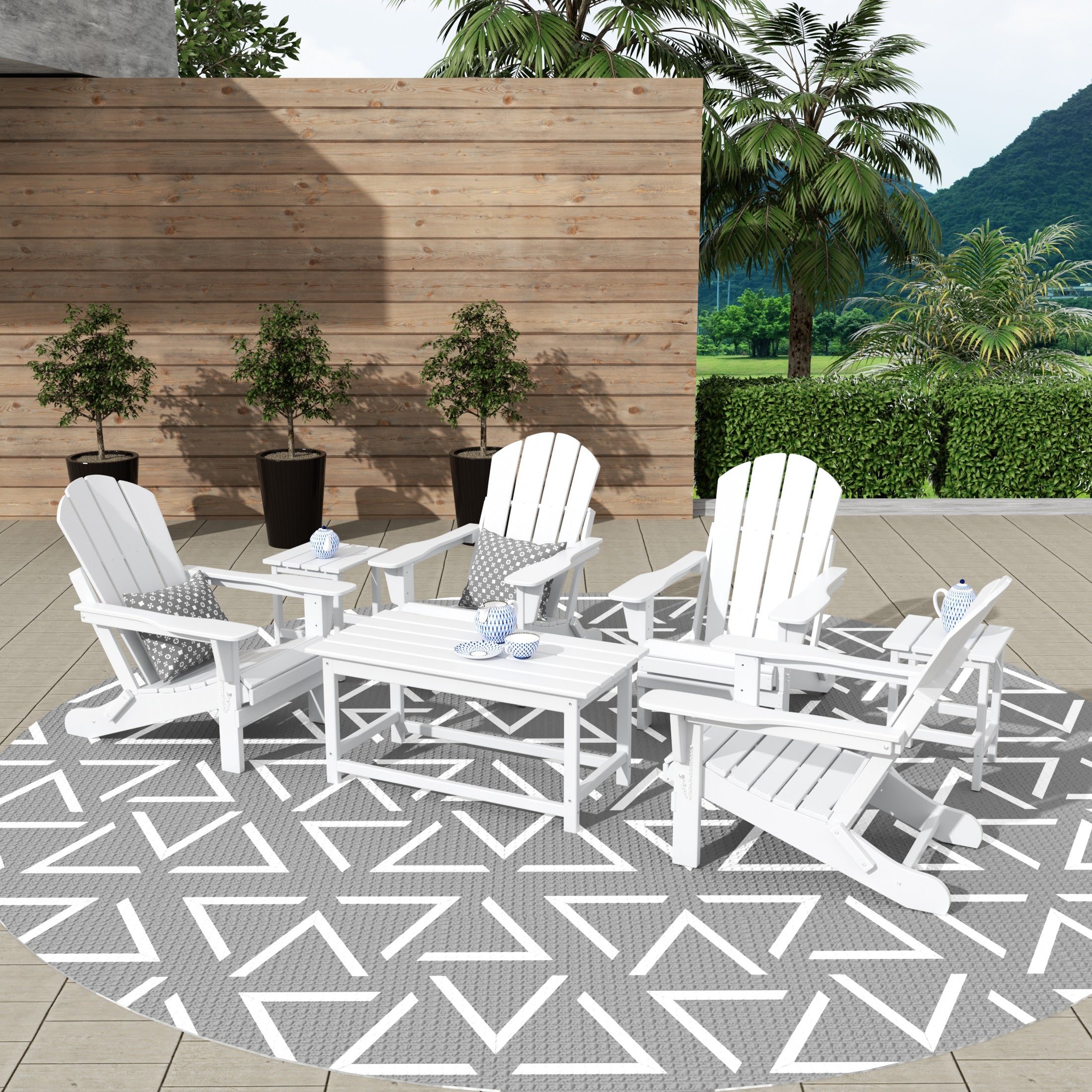 Paradise Westintrends 7-Piece set Outdoor / Patio Adirondack chairs with a Coffee and tWestintrends side tables ( 4 seater )