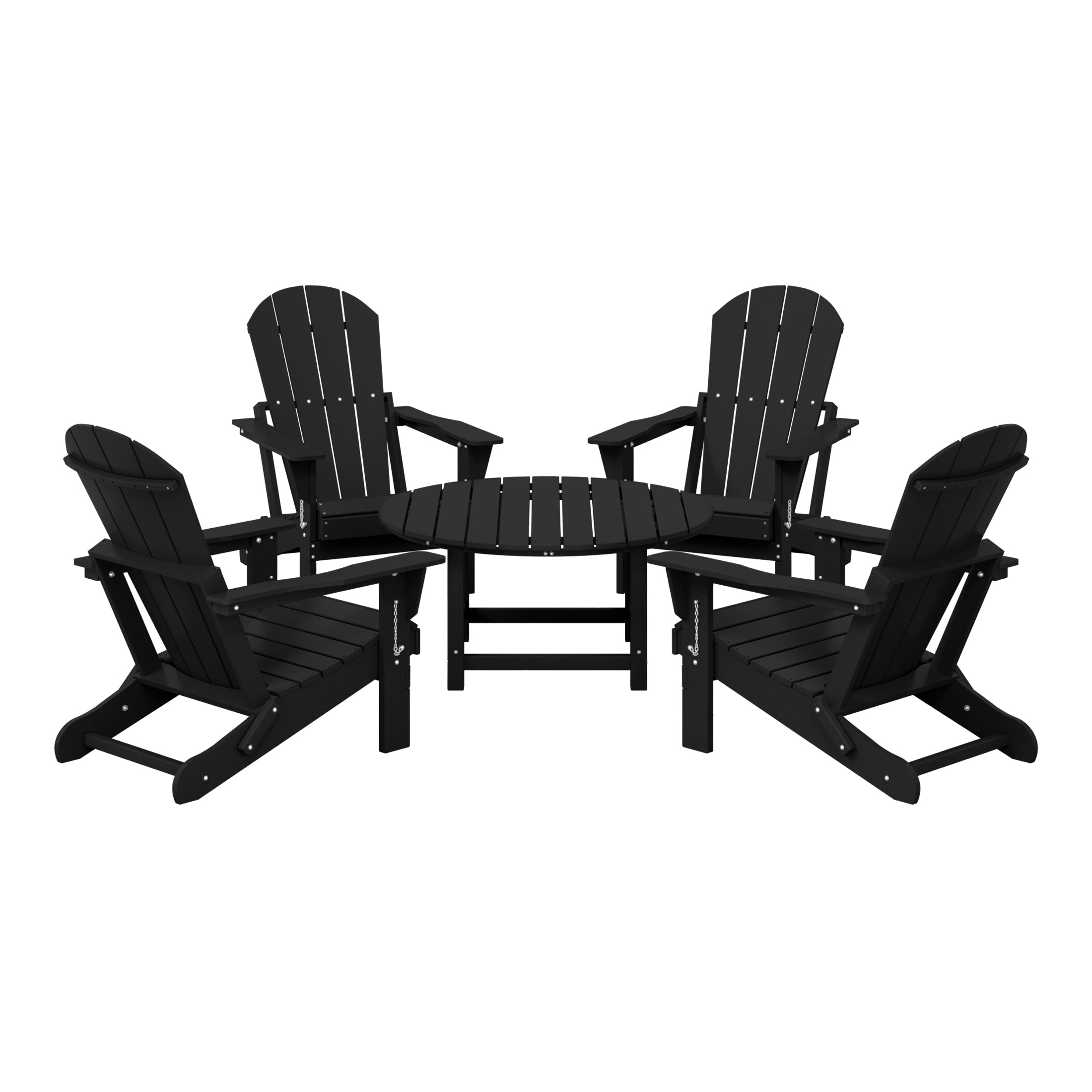 Paradise 5-Piece HDPE Folding Adirondack Chair Outdoor Patio Conversation Set