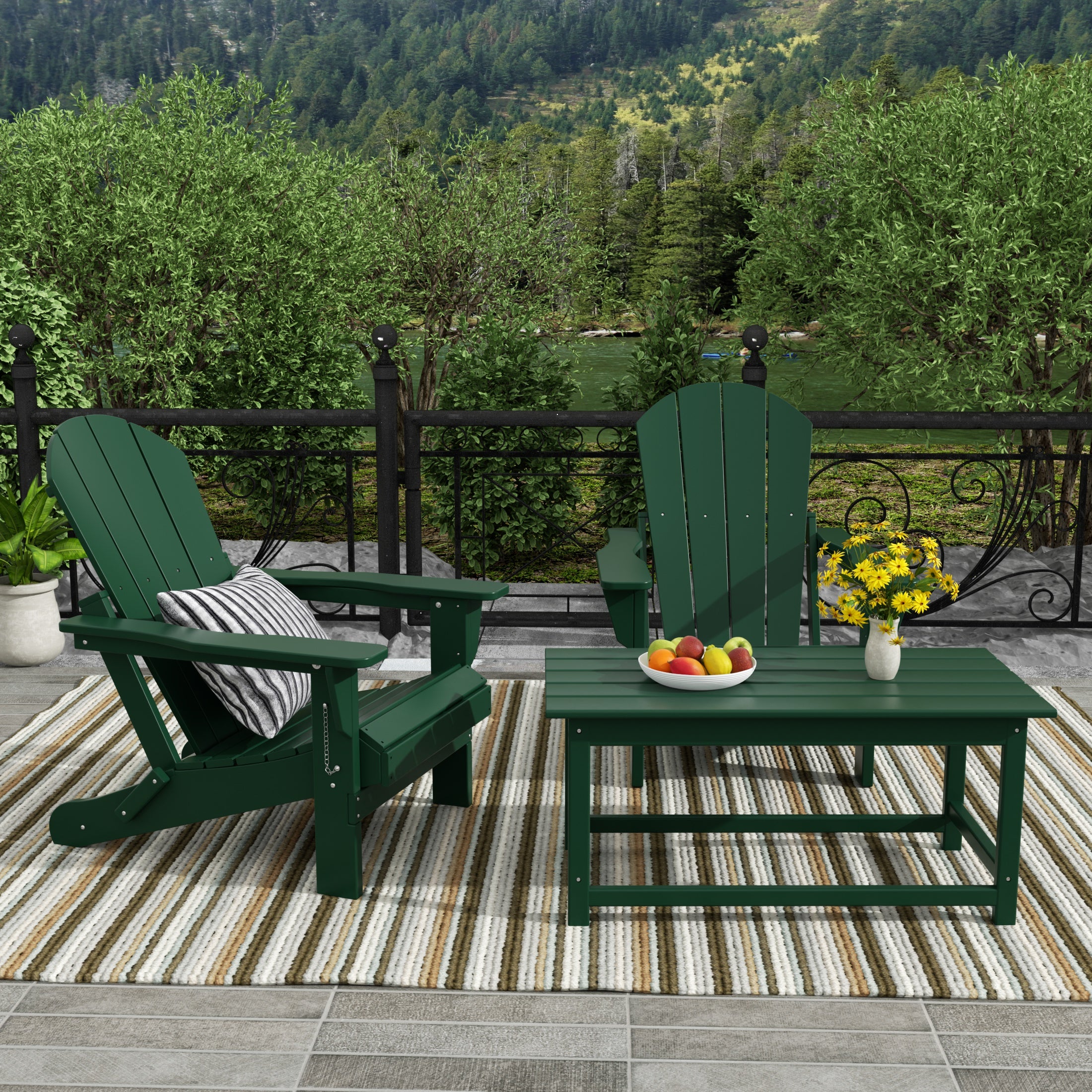 Paradise Westintrends 3-Piece set Outdoor / Patio Poly Adirondack chair set with a Coffee table ( 2 seater )