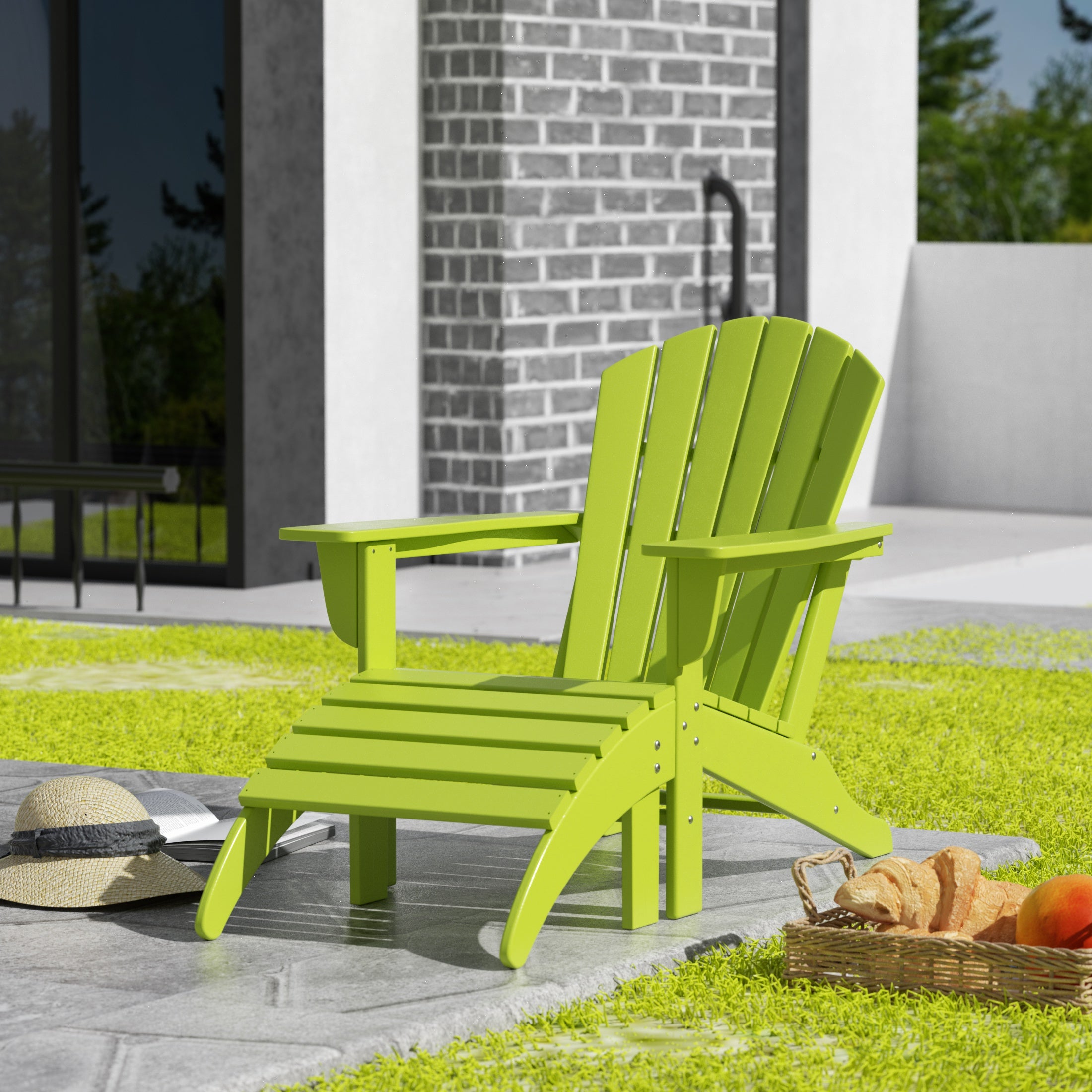 Portside Outdoor Adirondack Chair With Ottoman 2-Piece Set