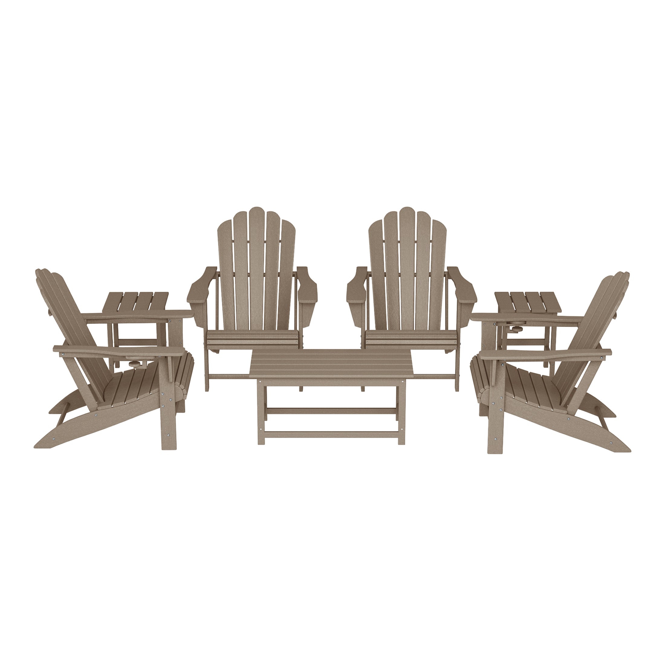 Lakeview 7-Piece HDPE Outdoor Patio Furniture Adirondack Conversation Set