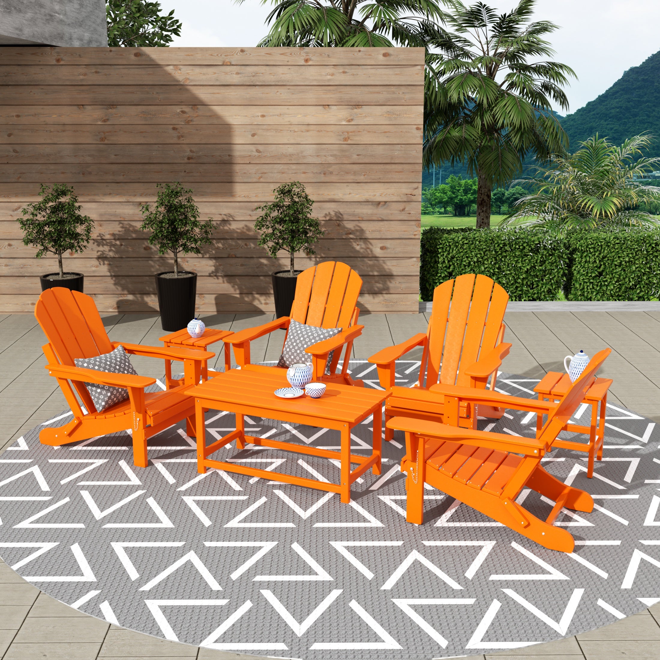 Paradise Westintrends 7-Piece set Outdoor / Patio Adirondack chairs with a Coffee and tWestintrends side tables ( 4 seater )