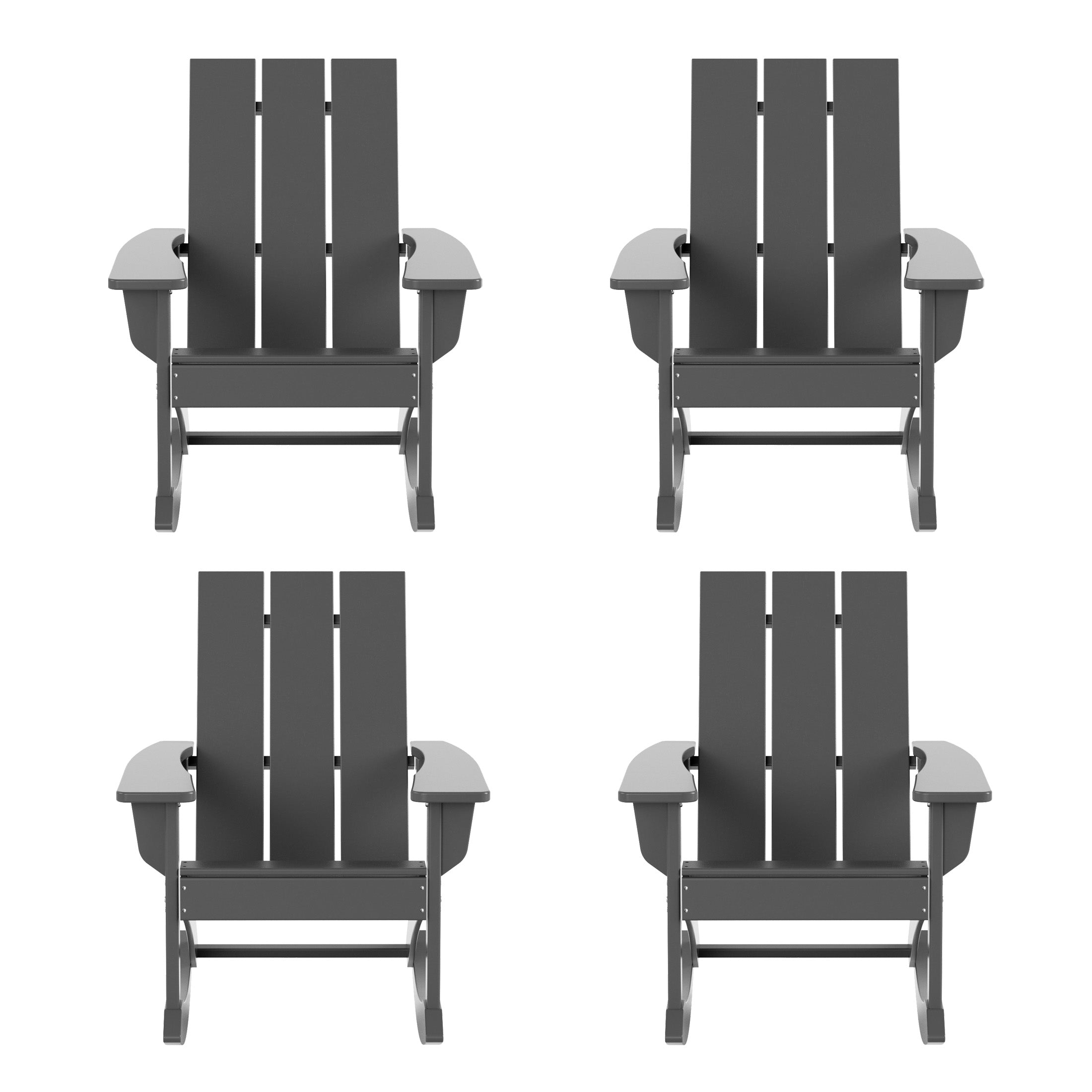 Palms Ashore Outdoor Patio Modern Adirondack Rocking Chair (Set of 4)