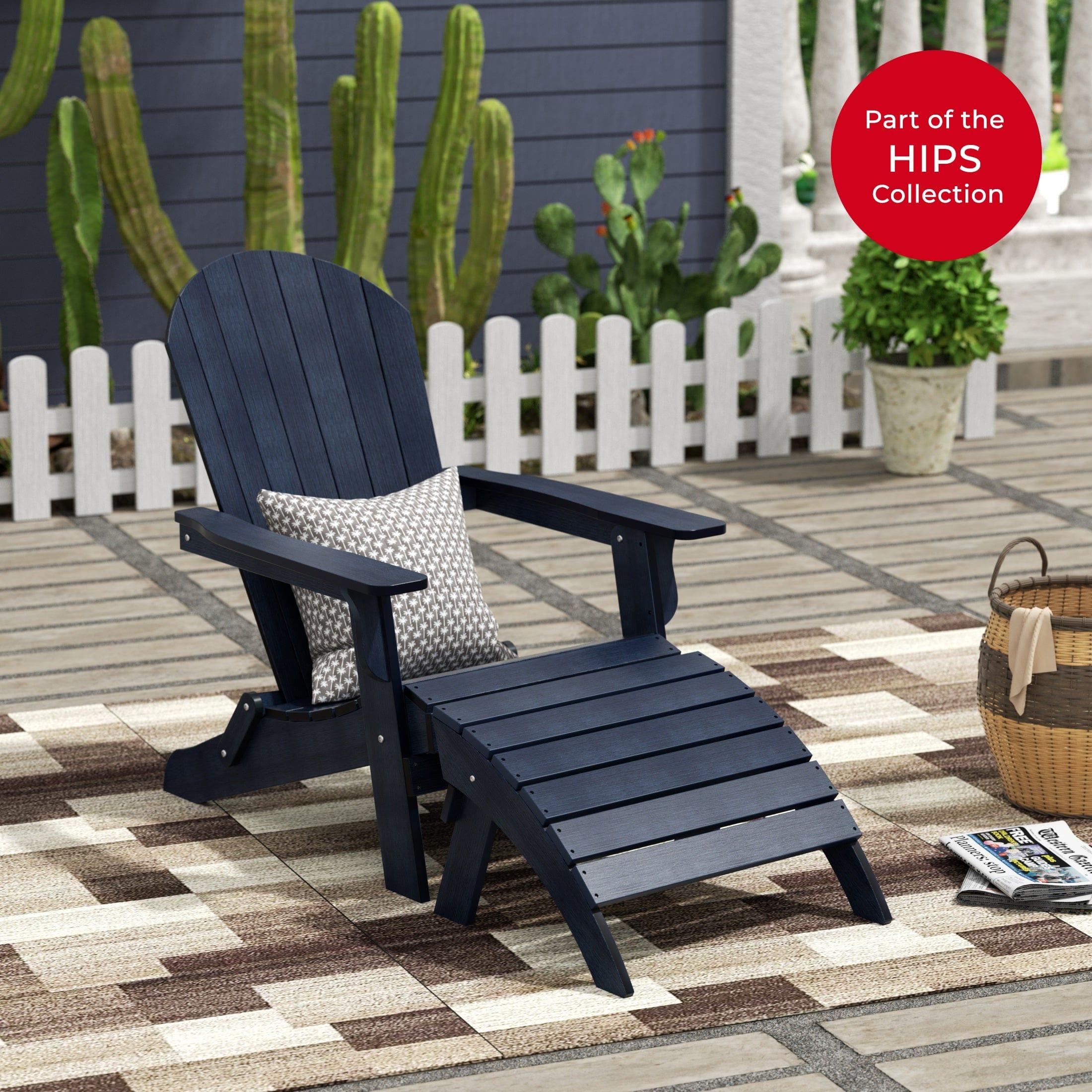 Florence 2-Piece HIPS Folding Adirondack Chair and Folding Ottoman Set - Costaelm