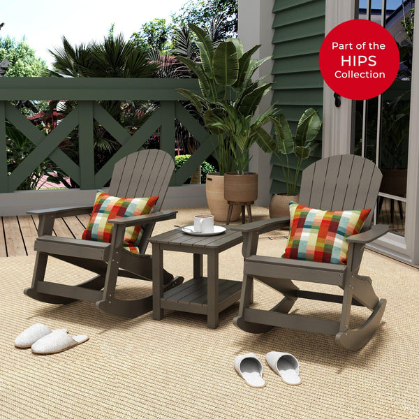 Florence 3-Piece HIPS Adirondack Rocking Chair and Side Table Set - Costaelm